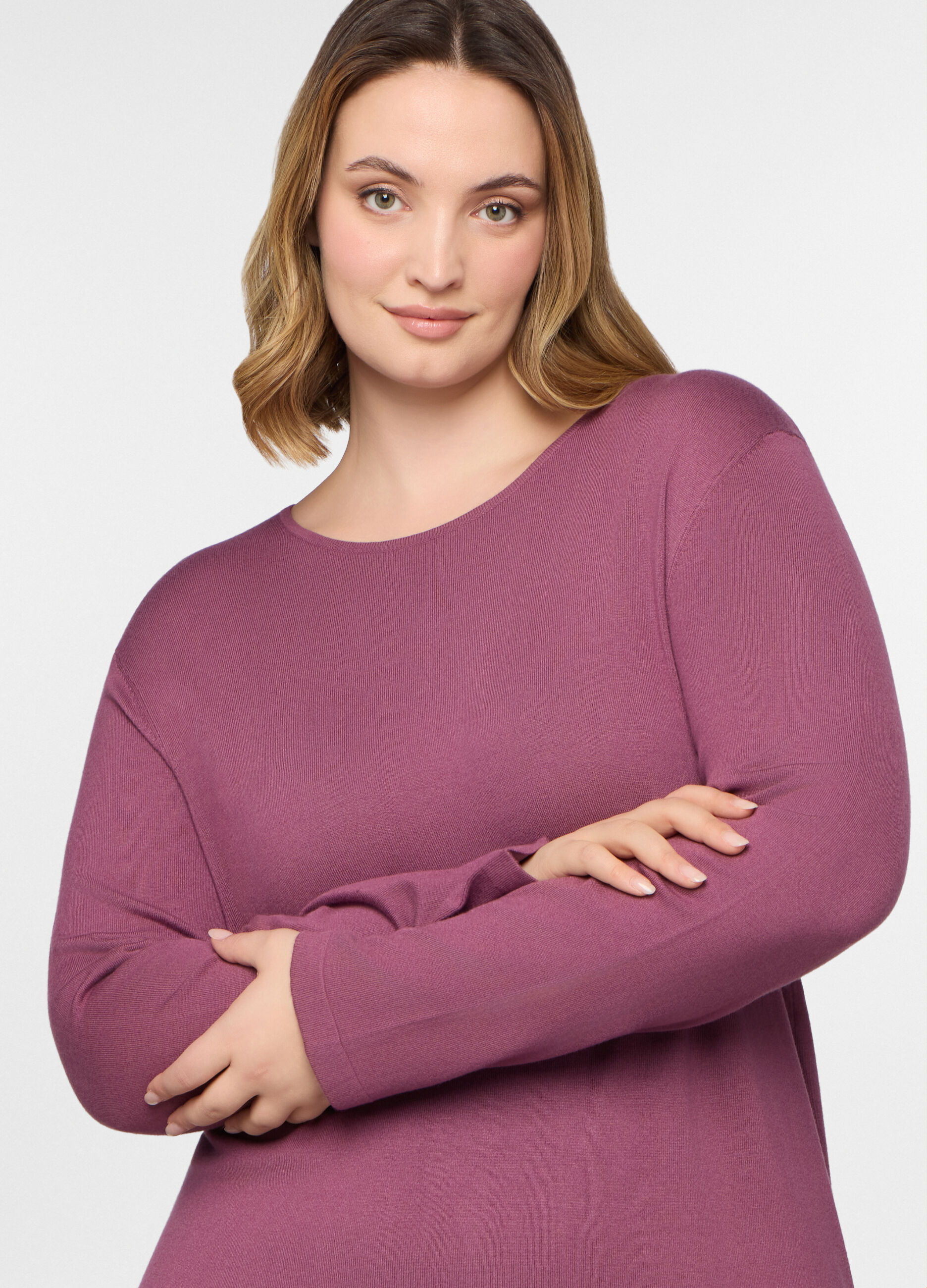 Maglia girocollo in costina donna curvy_2