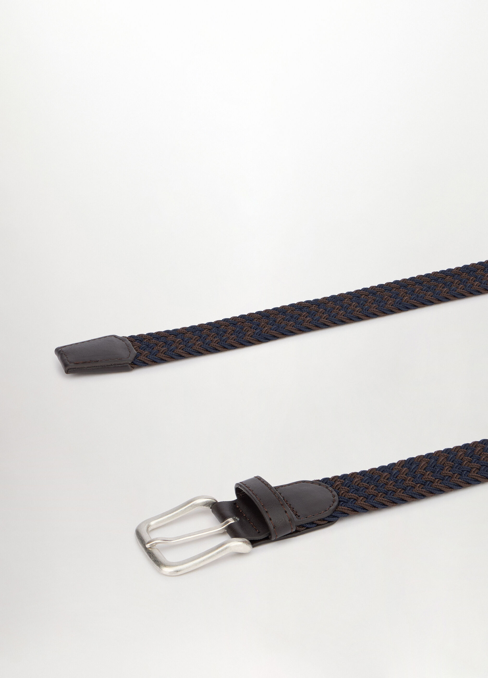 Cintura bicolor intrecciata con inserti in ECOpelle uomo_1