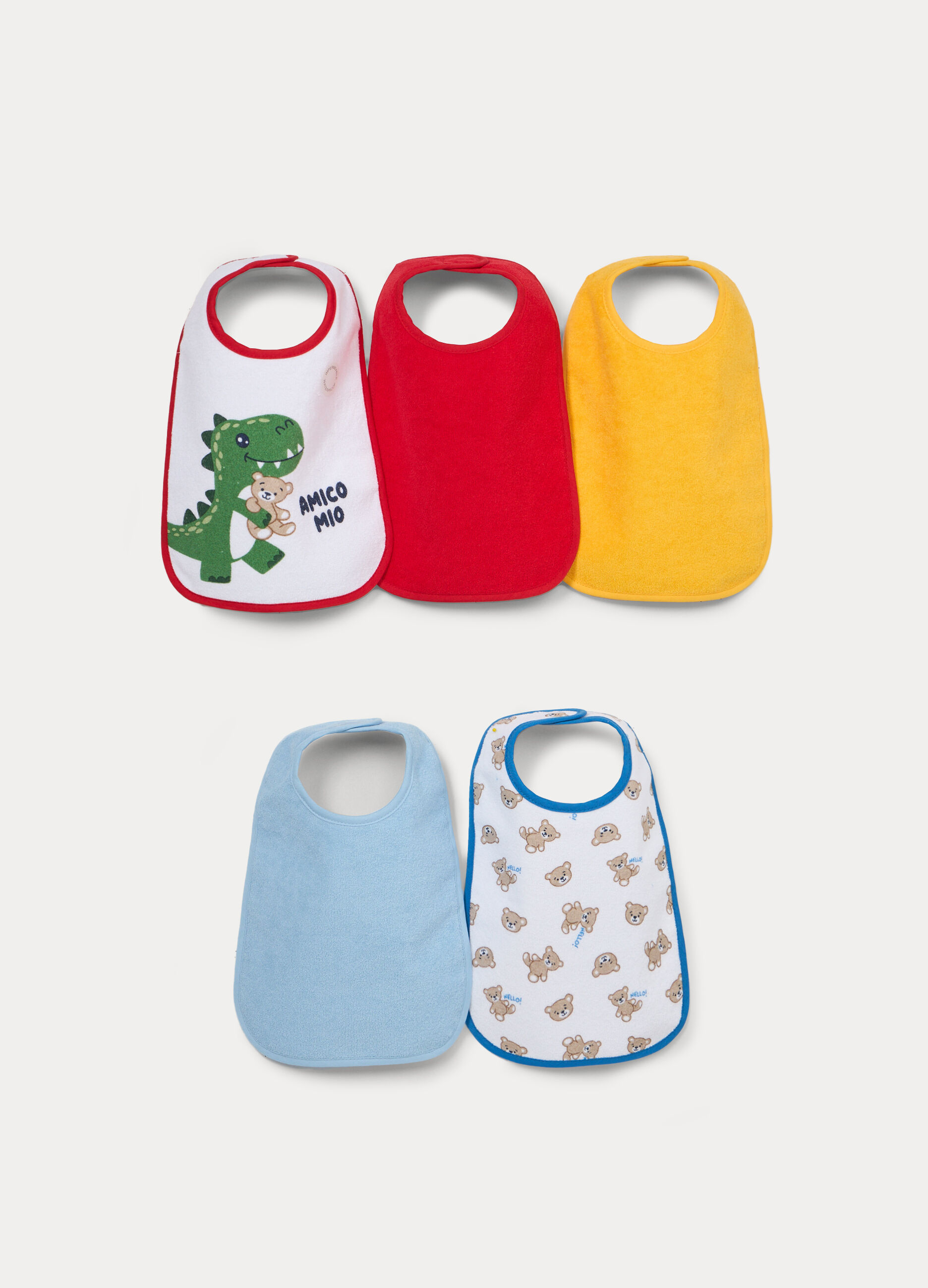 Pack 5 bavaglini in spugna misto cotone neonato_0
