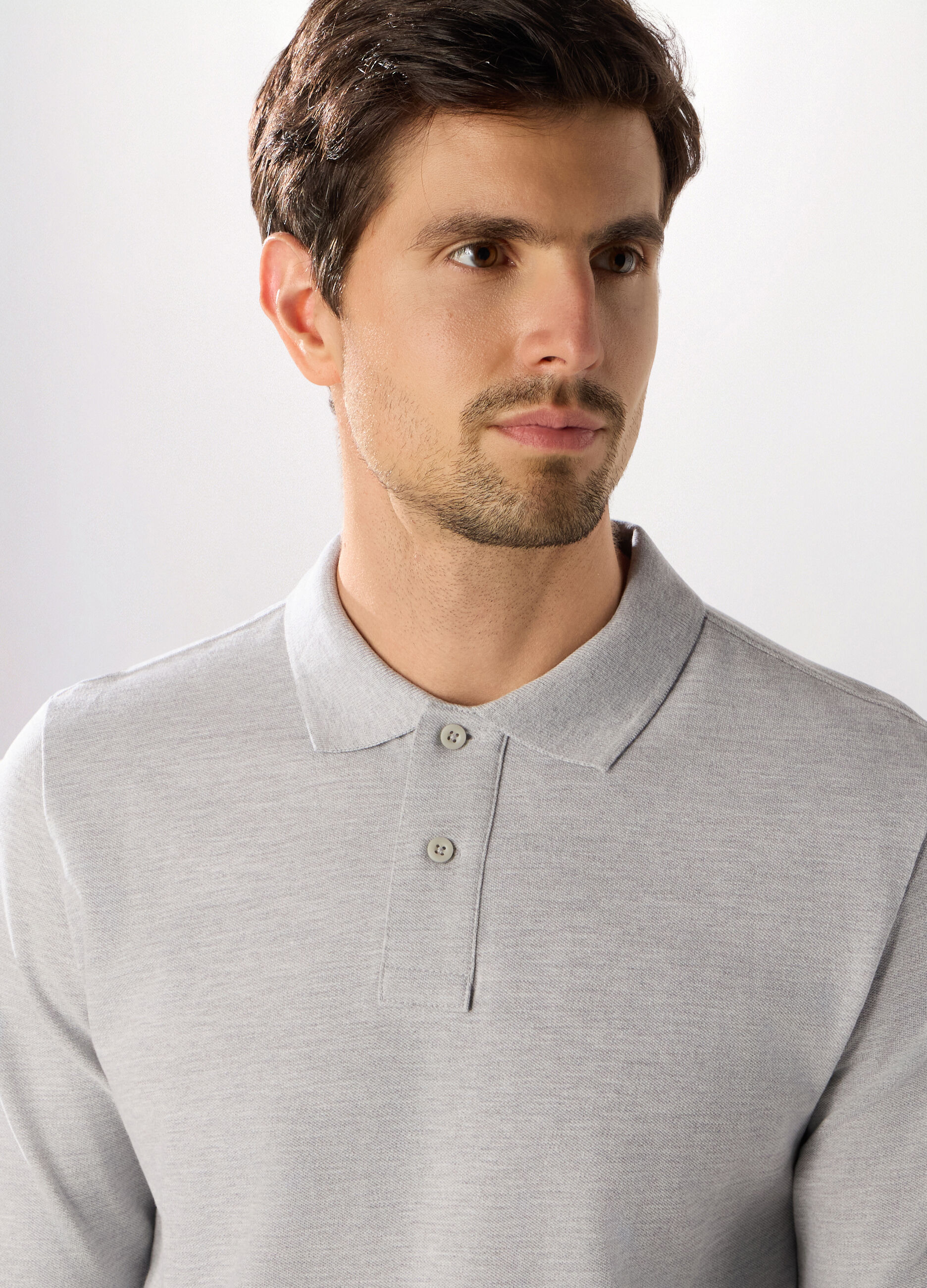 Polo a maniche lunghe in cotone piquet uomo_2