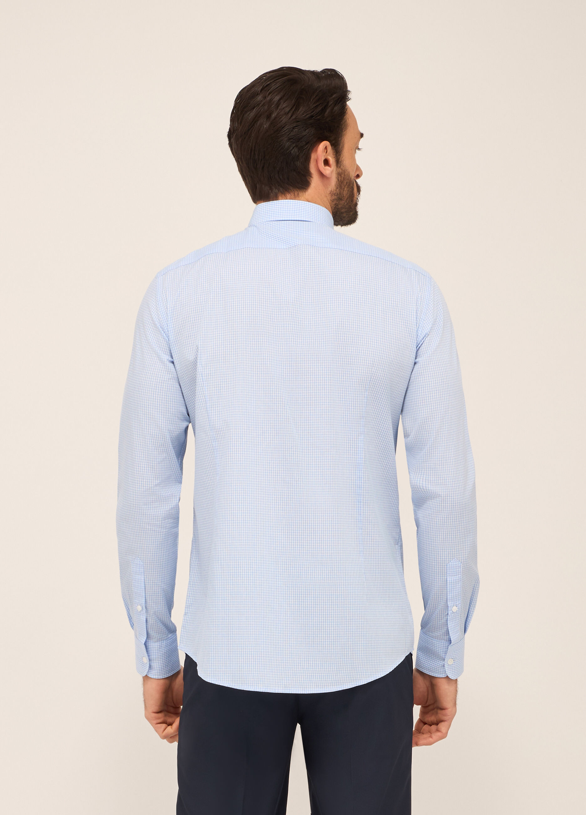 Camicia slim fit in misto cotone a quadretti uomo