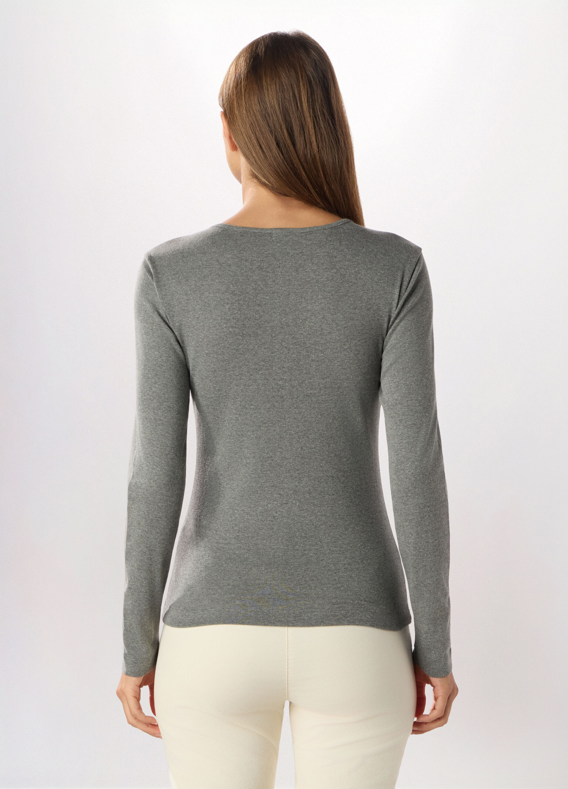 T-shirt in costina di cotone donna_1