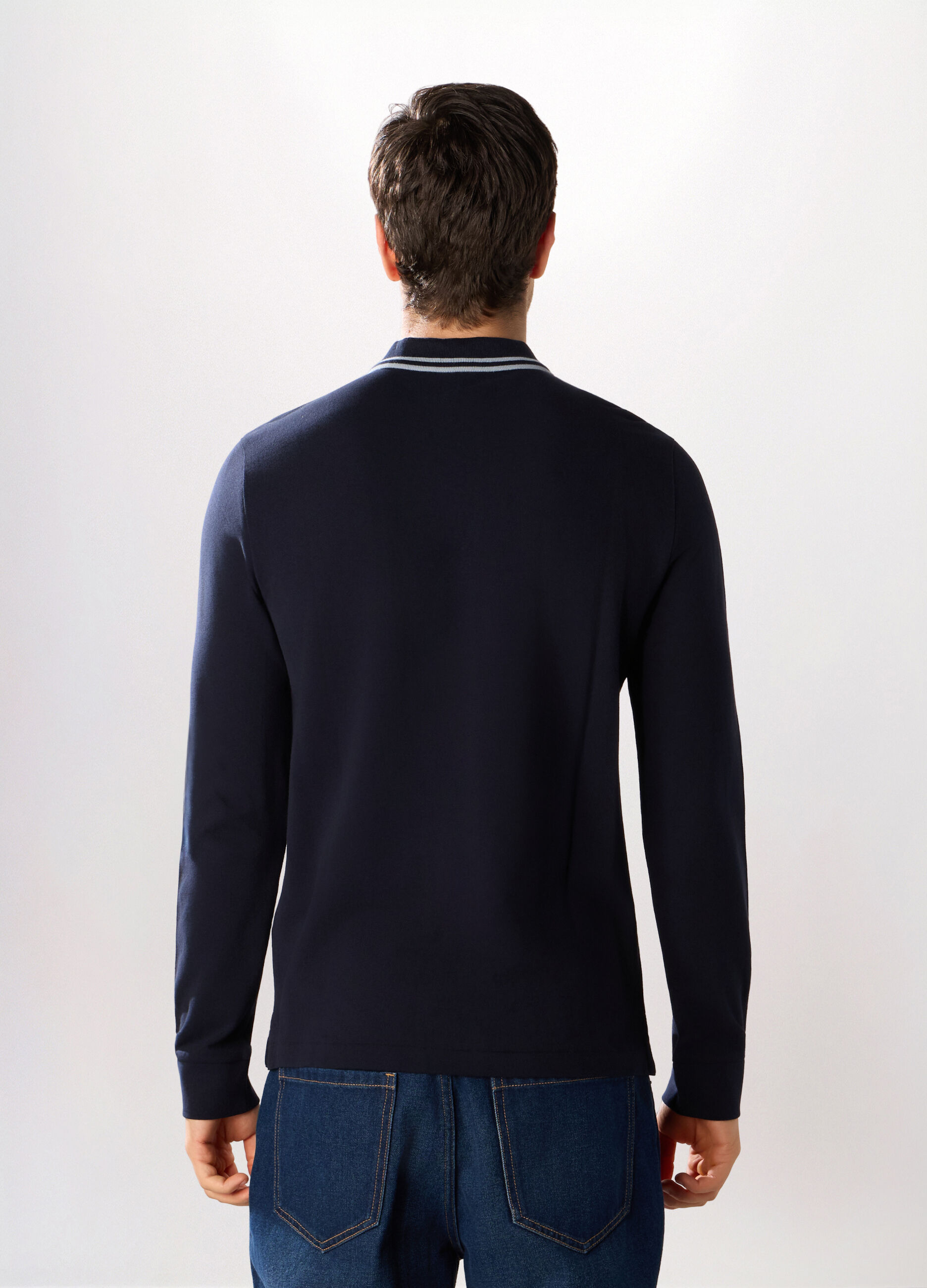 Polo con colletto a contrasto in cotone piquet uomo_1