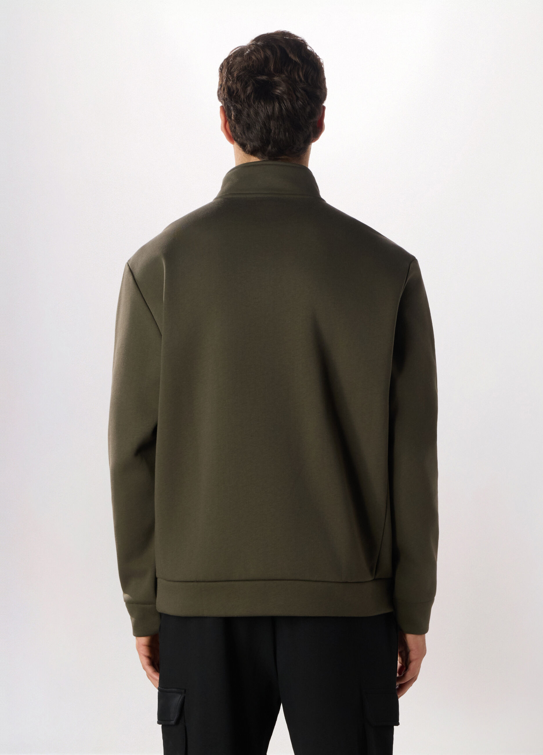 Felpa in puro cotone con zip uomo_1