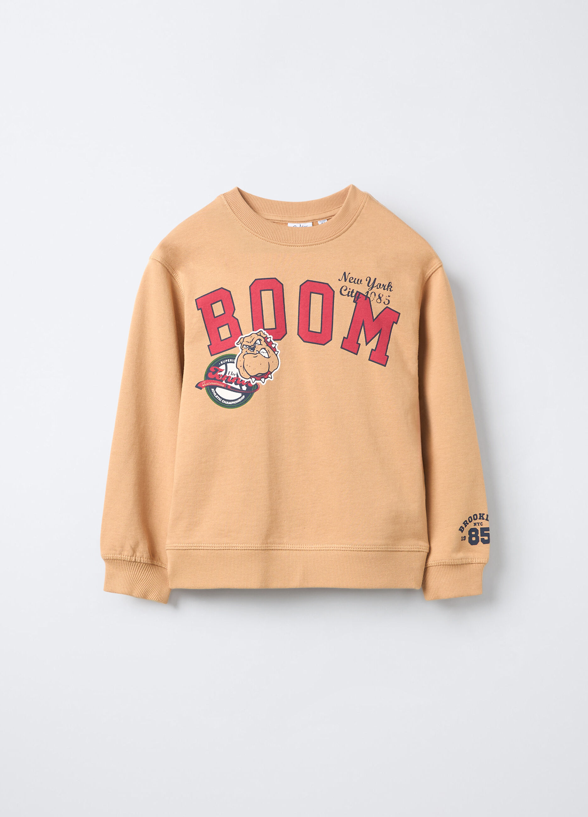 Felpa girocollo in puro cotone garzato Fit Over bambino_0