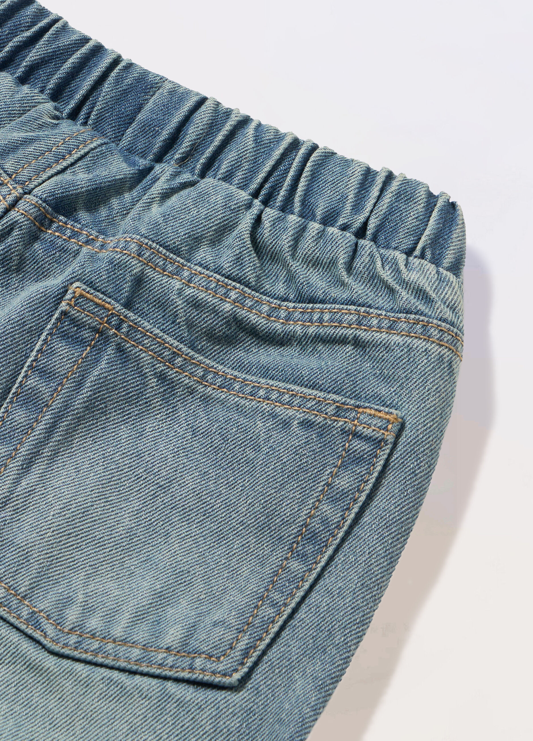 Shorts in denim di puro cotone neonato_1