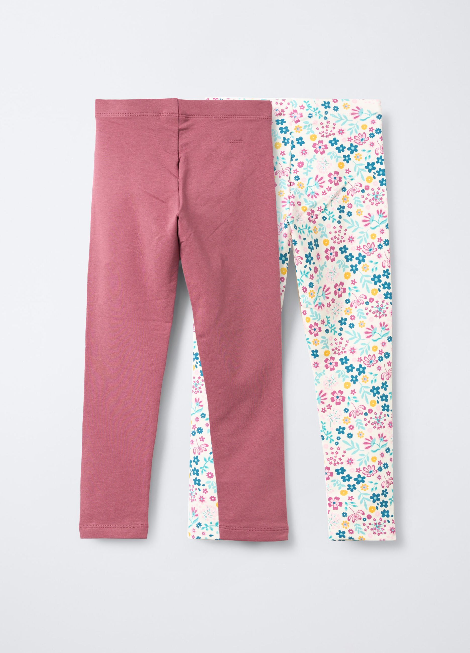 Pack 2 leggings in cotone garzato stretch Fit Regular bambina_1