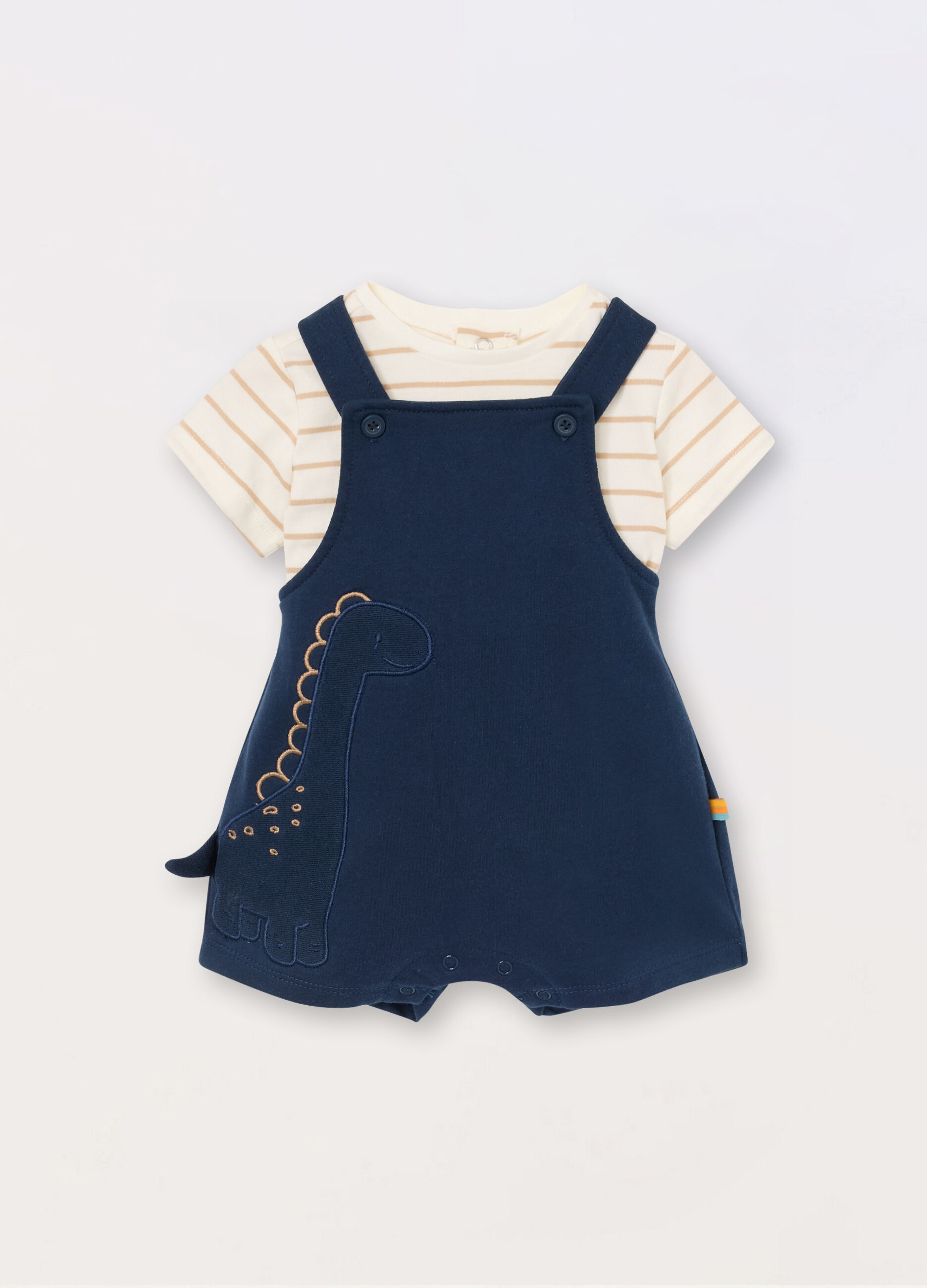 Set salopette + t-shirt in puro cotone neonato_0