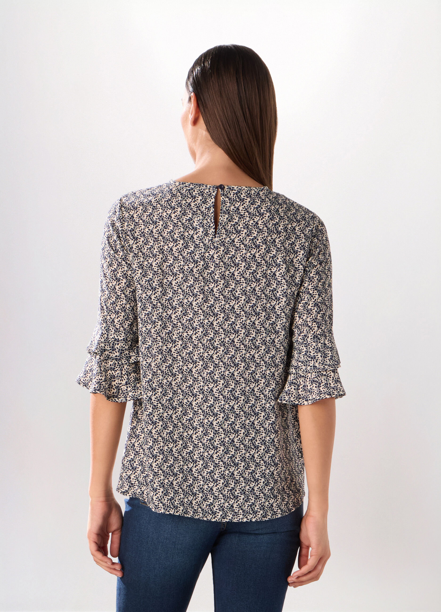 Blusa crepe con stampa donna_1