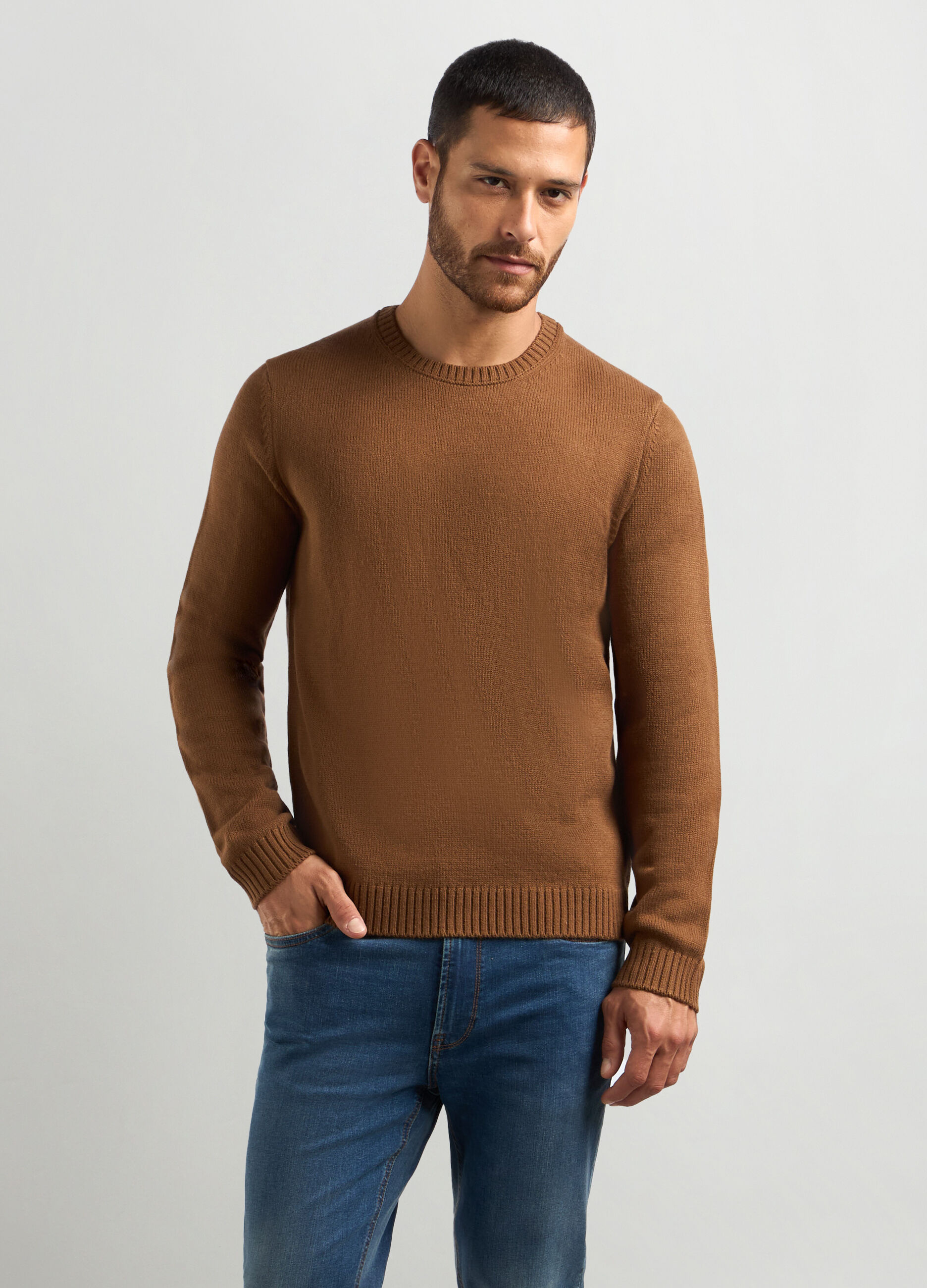 Maglione girocollo maglia rasata uomo_0