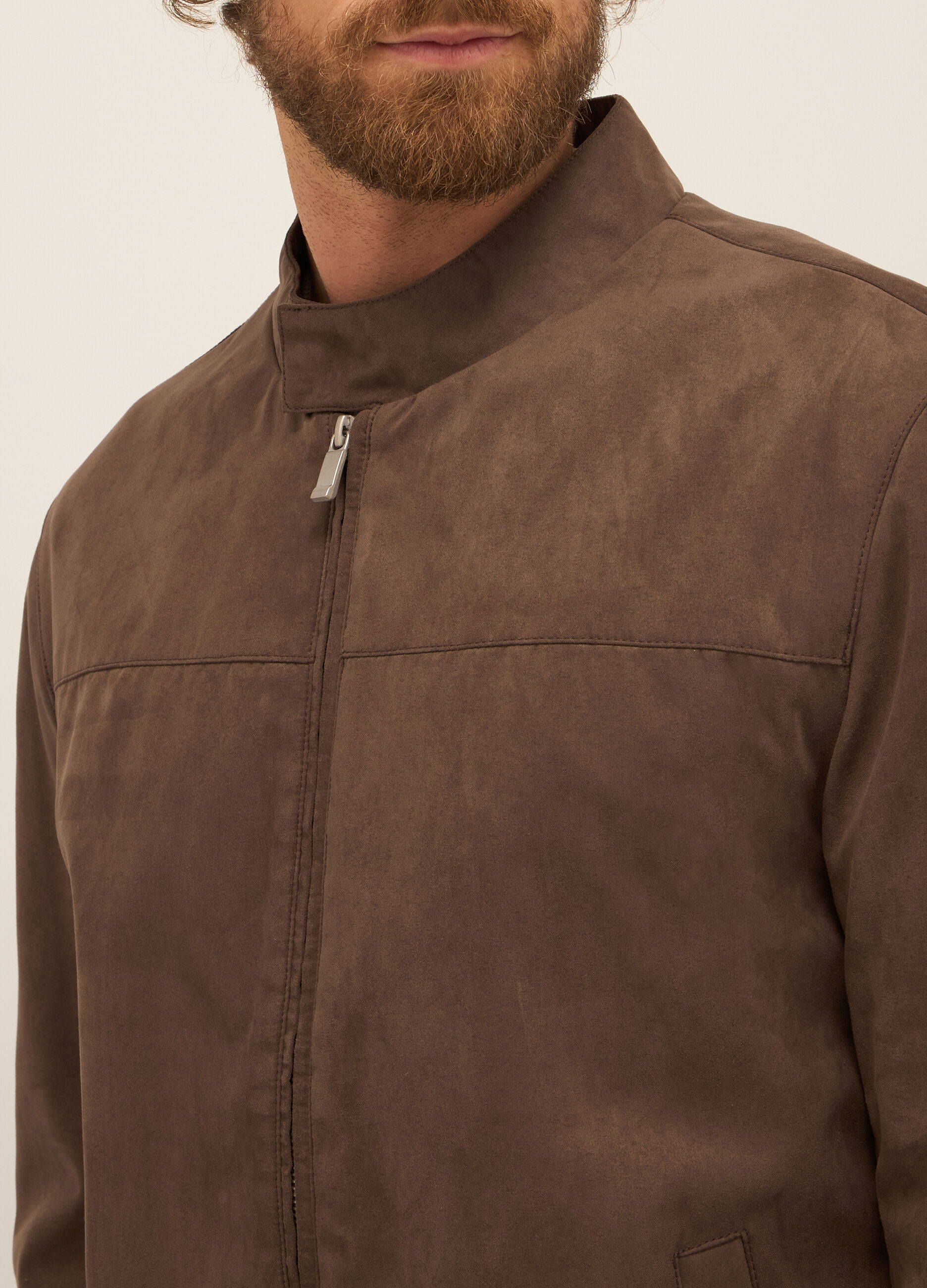 Giacca scamosciata in ECOpelle con zip uomo