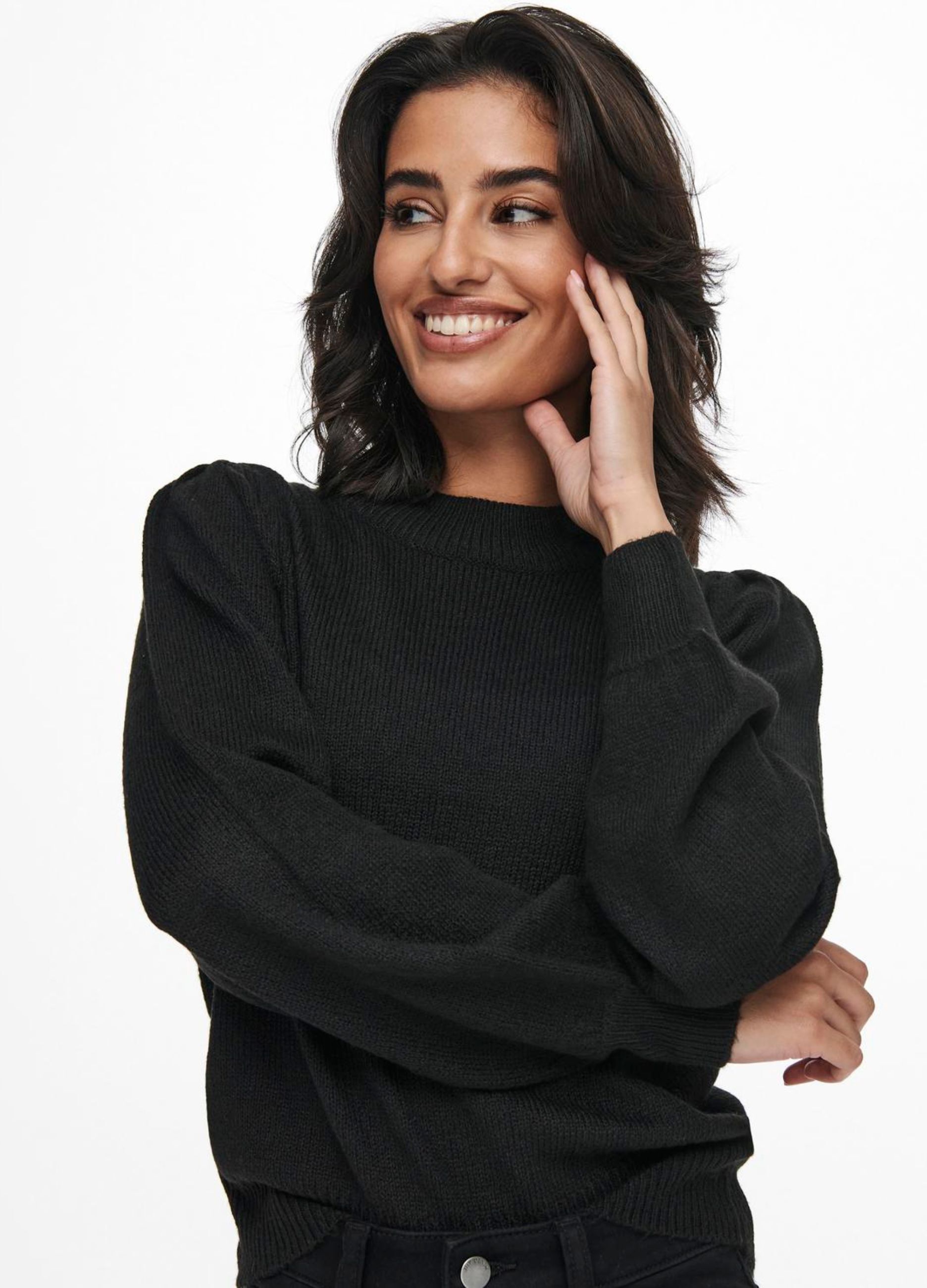 Pullover paricollo con maniche a palloncino_2