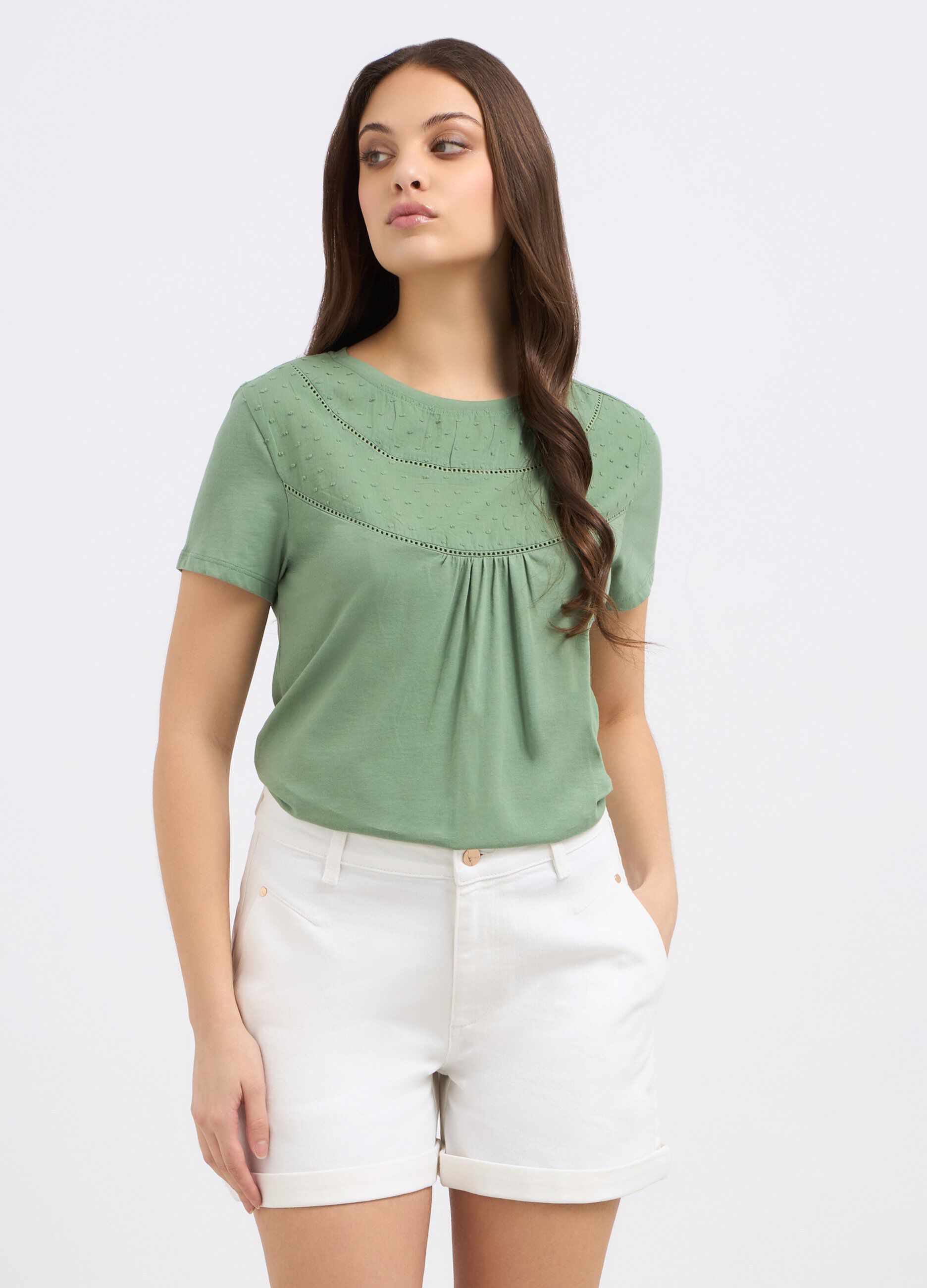 T-shirt in puro cotone con ricami donna_0