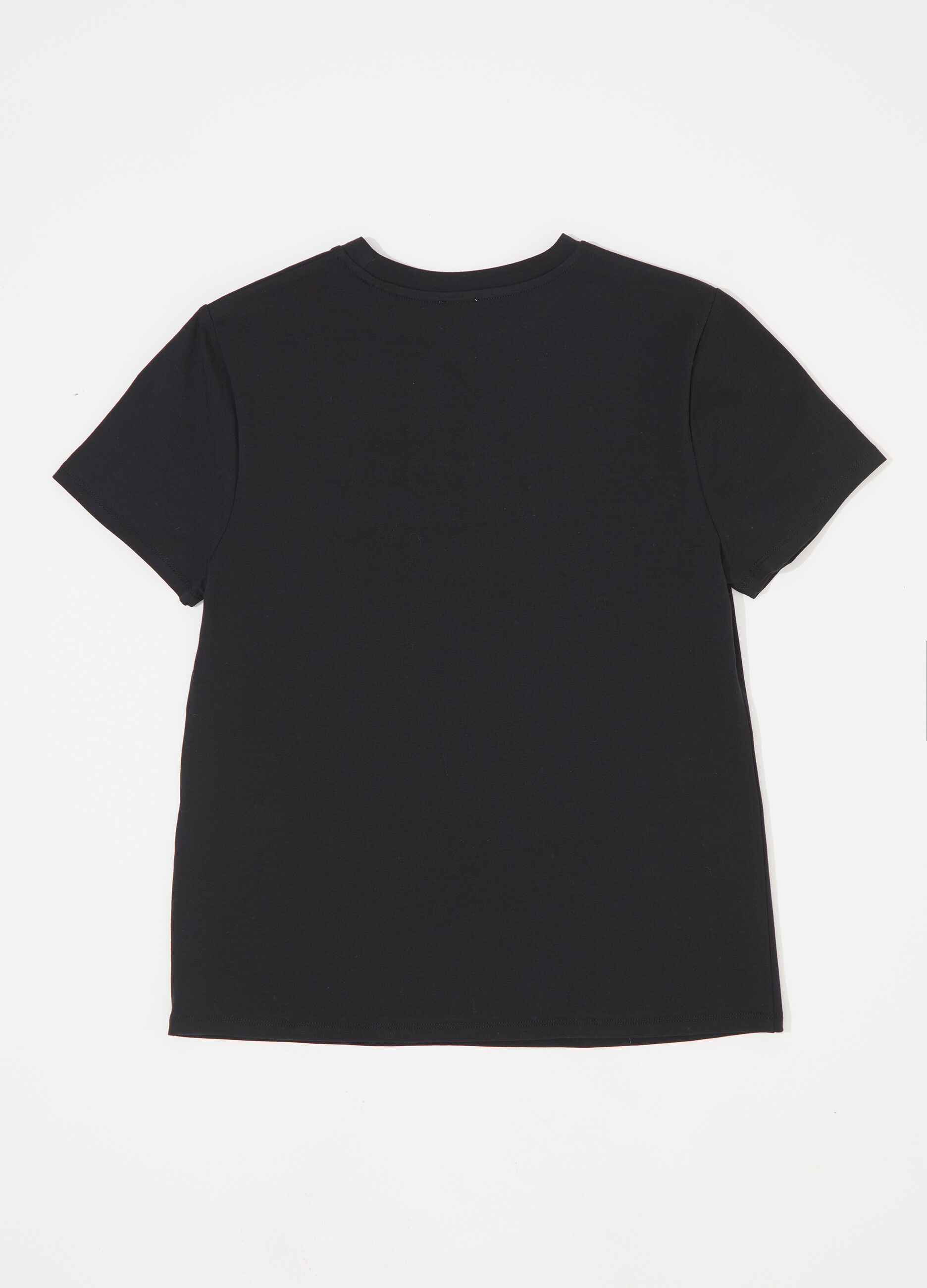 T-shirt con strass in cotone stretch donna_5
