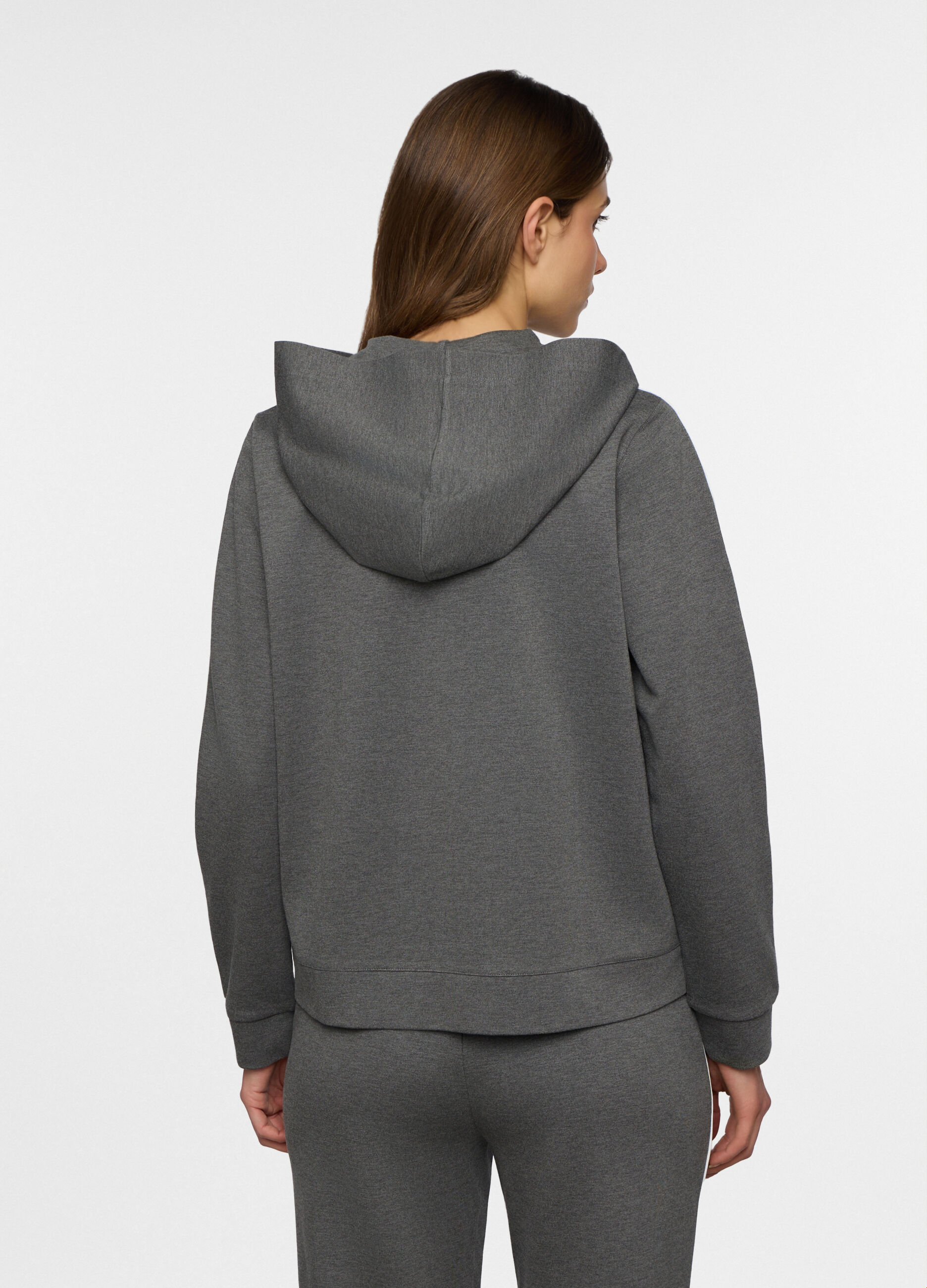 Giacca con cappuccio in punto Milano stretch donna_1