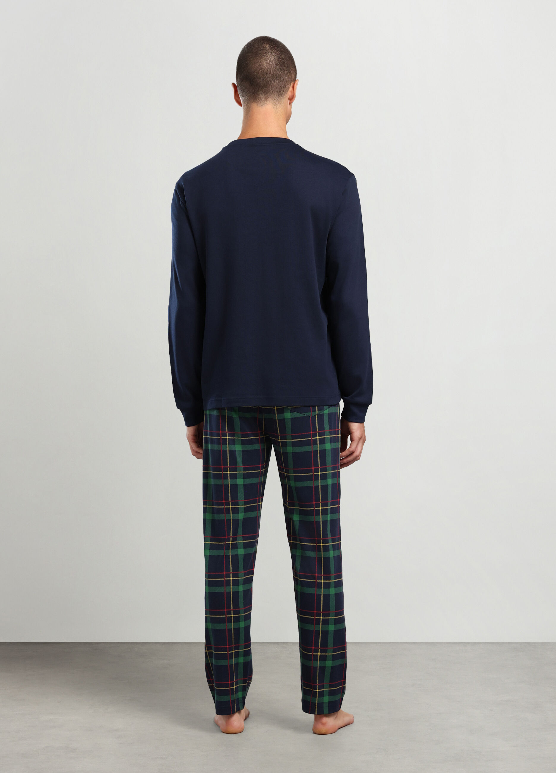 Pigiama lungo con stampa in puro cotone uomo_1