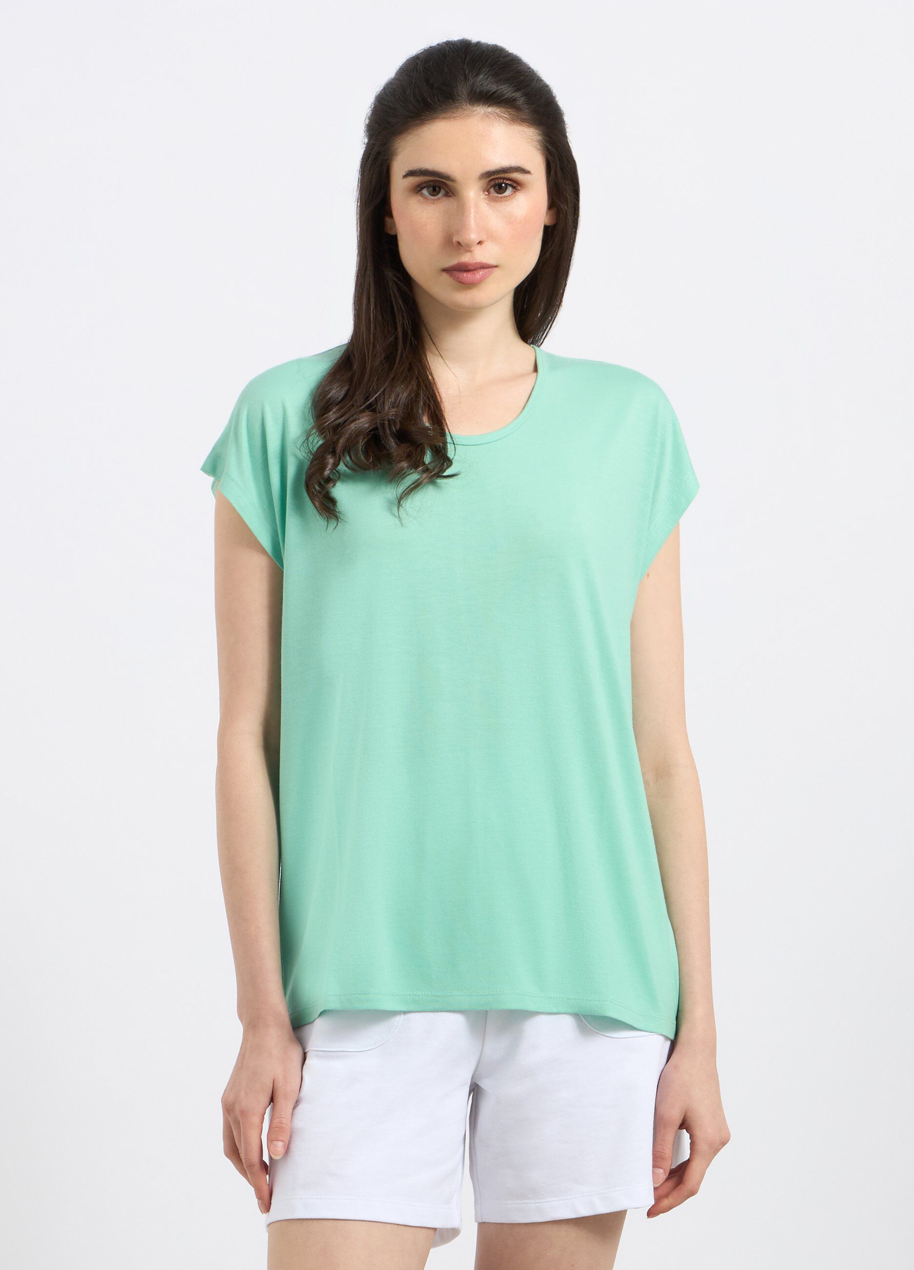 T-shirt in misto cotone con cut out donna_0