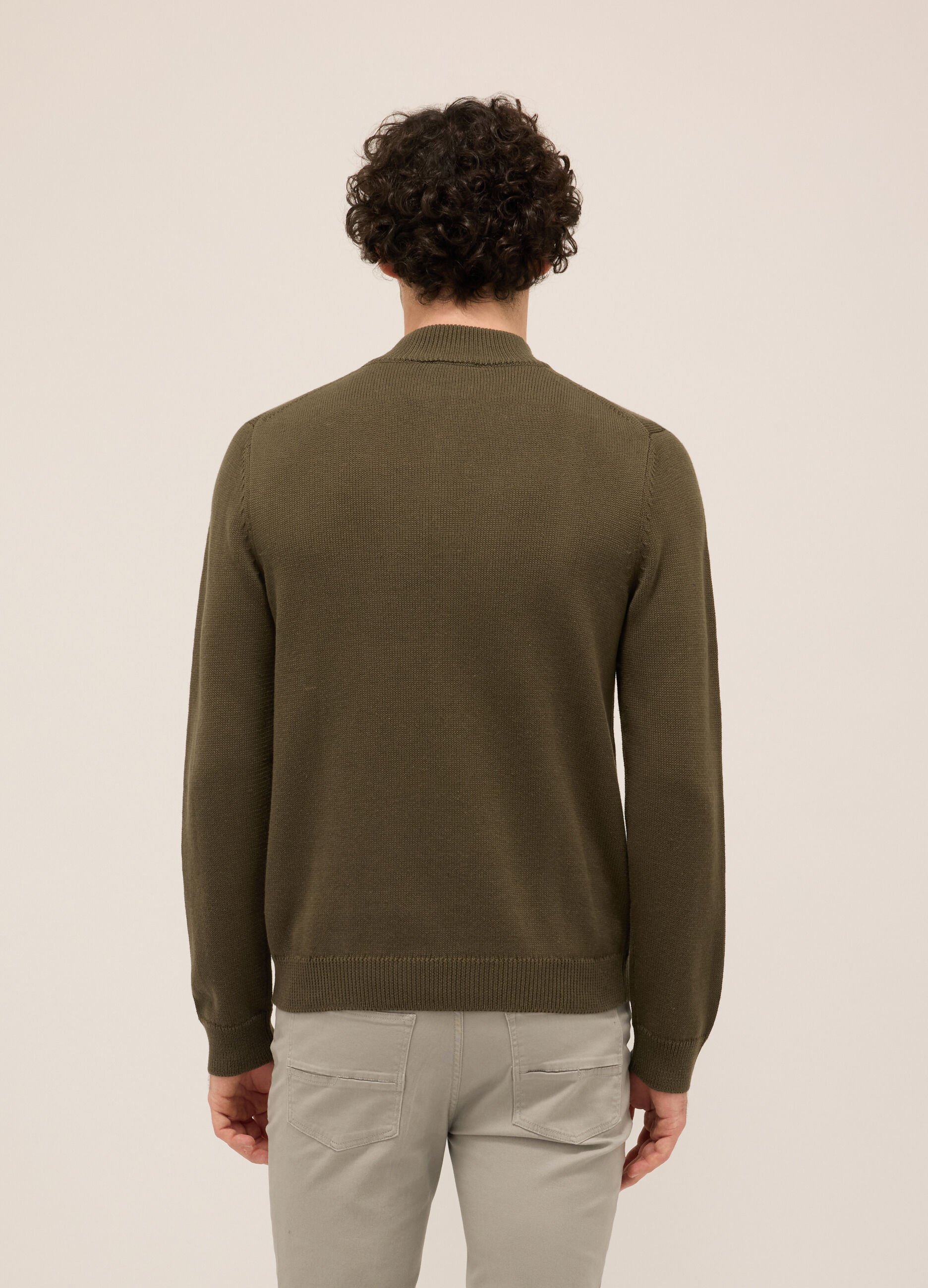 Maglione lupetto con mezza zip in misto cotone uomo