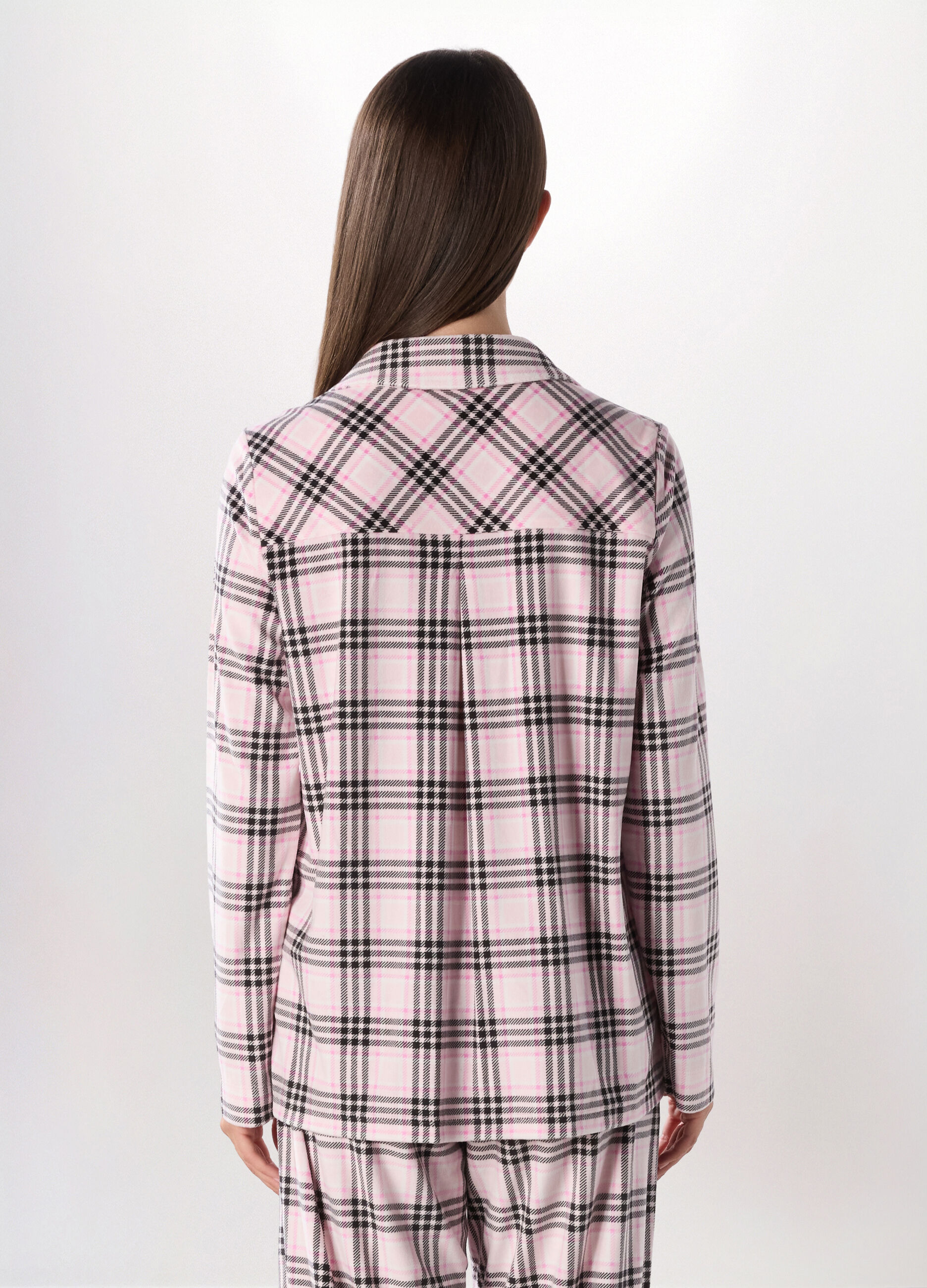 Top pigiama in velours a quadri donna_1
