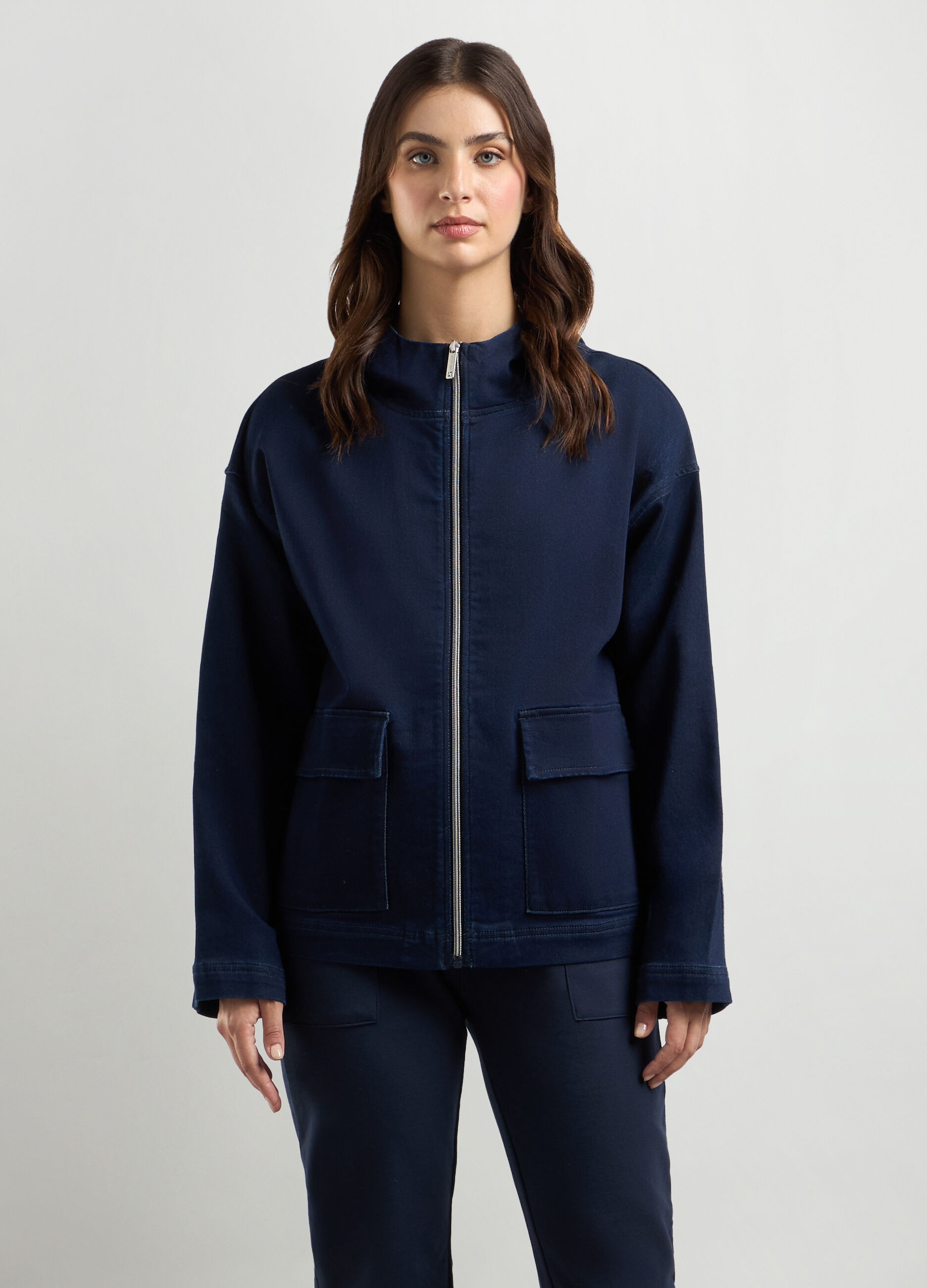 Felpa in denim di misto cotone donna_0