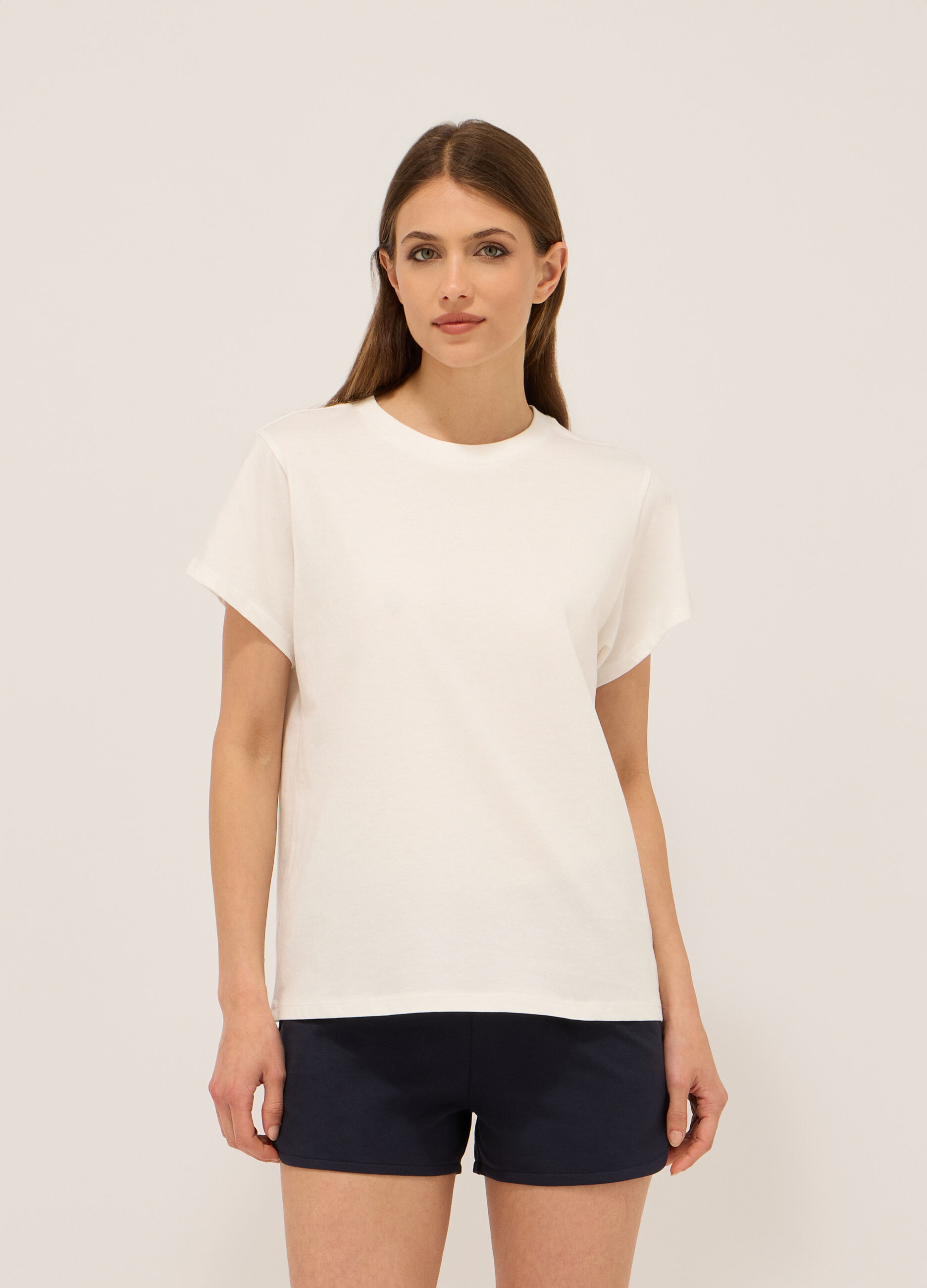 T-shirt in jersey di puro cotone donna_0