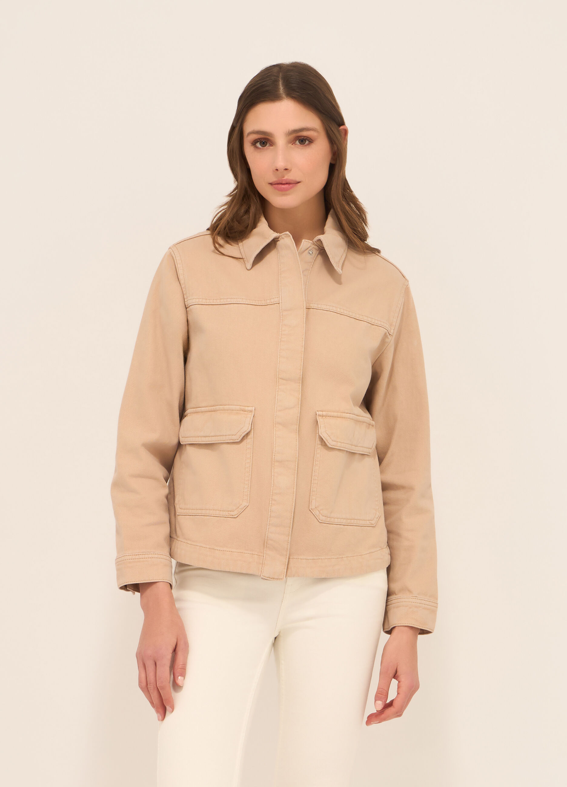 Giacca in denim di puro cotone donna_0