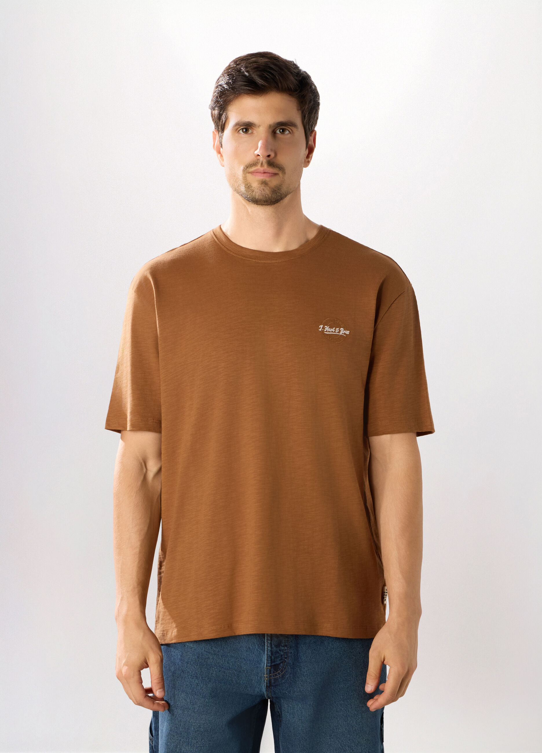T-shirt girocollo in puro cotone fiammato uomo_0