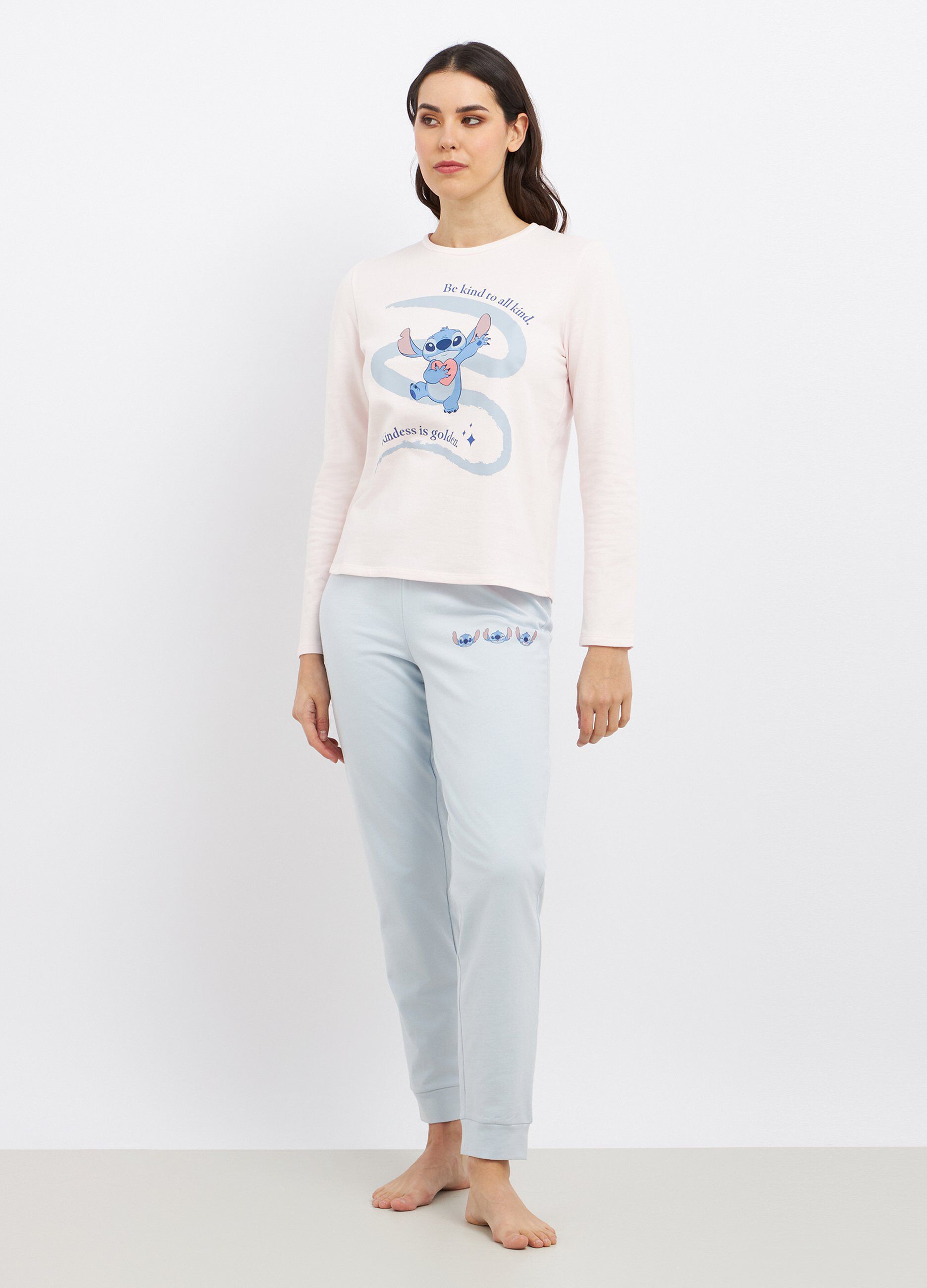 Set pigiama lungo in puro cotone donna_0