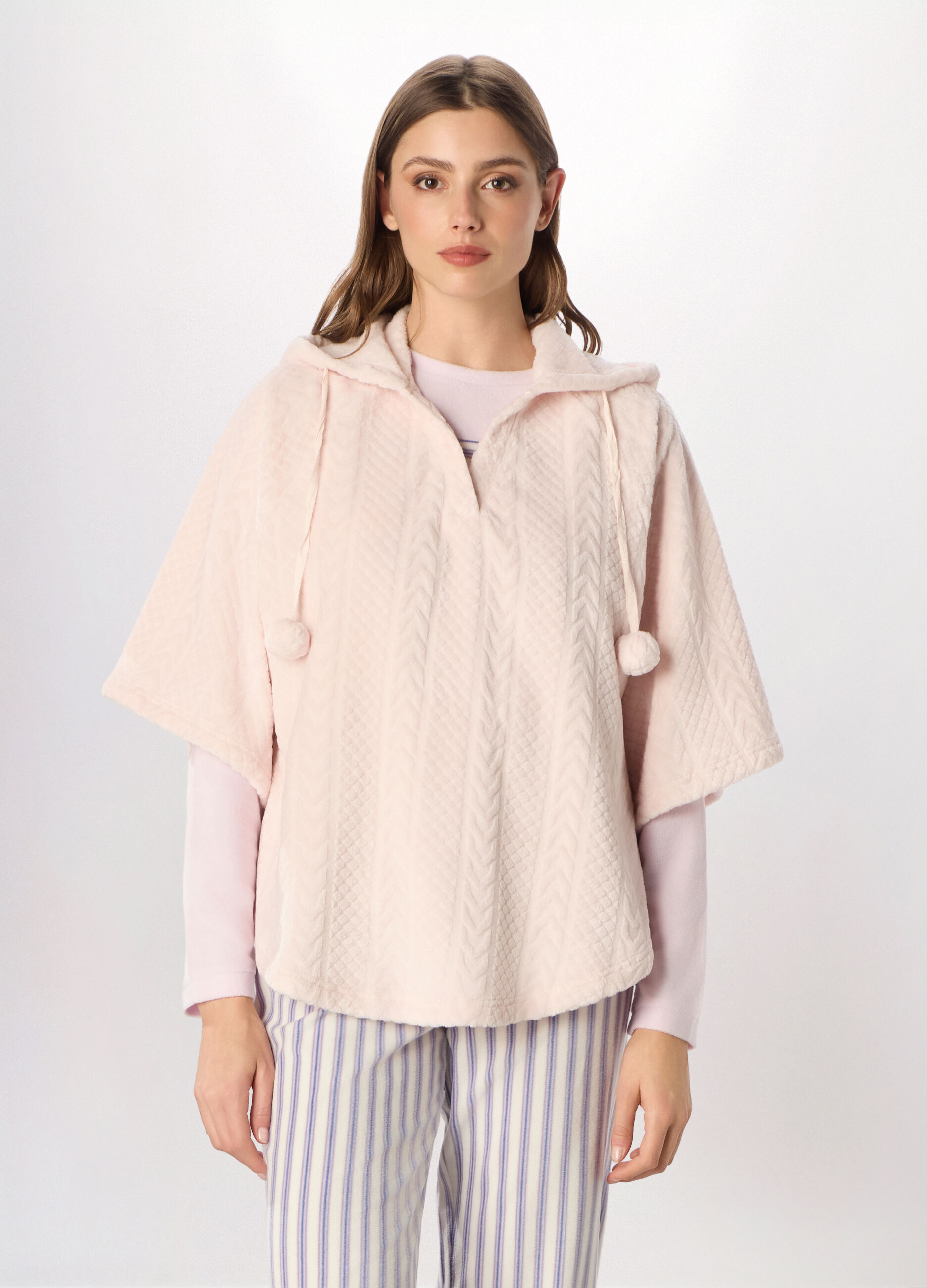 Pigiama poncho in coral fleece donna_0