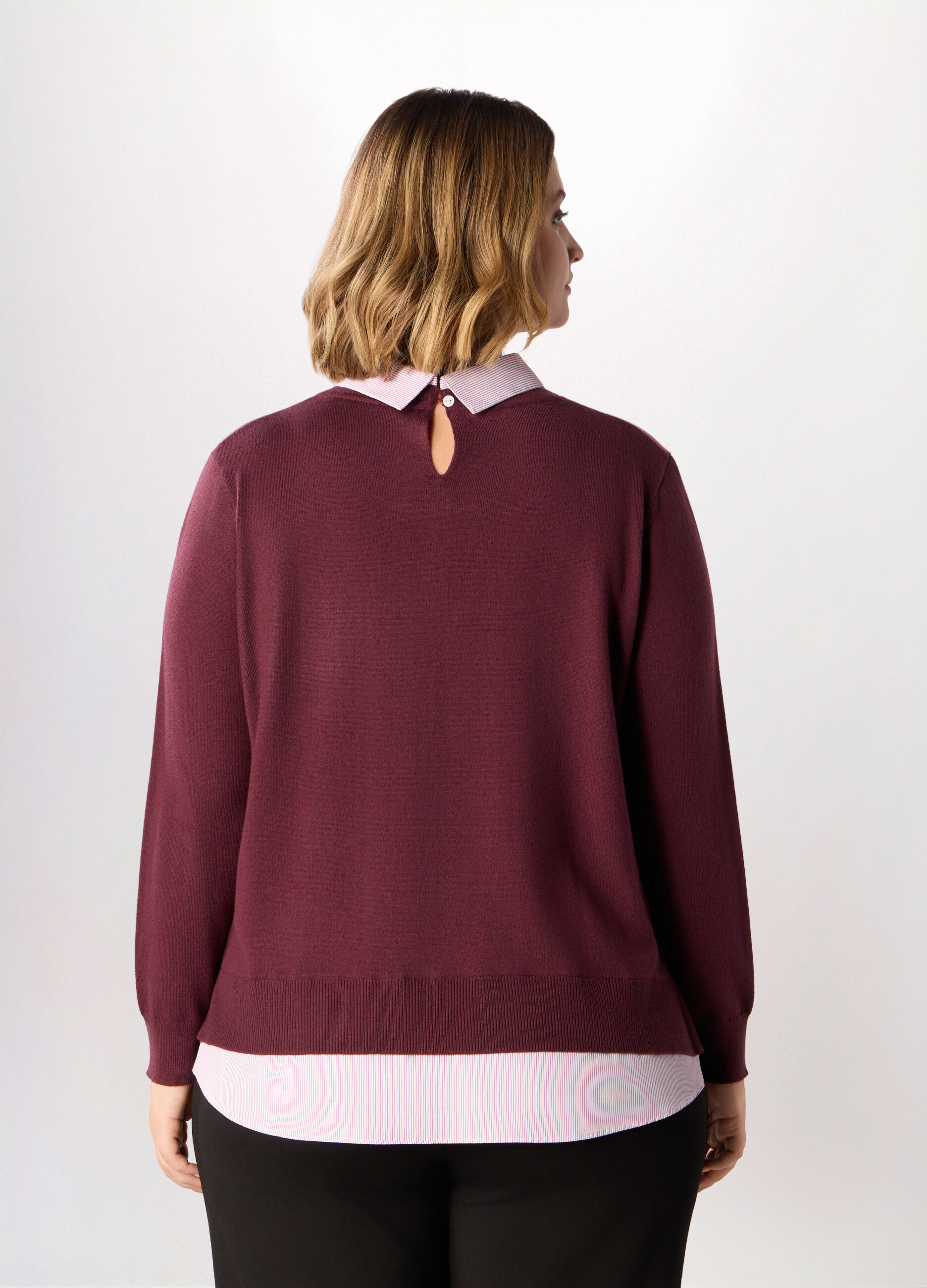 Pullover girocollo con inserto donna curvy_1