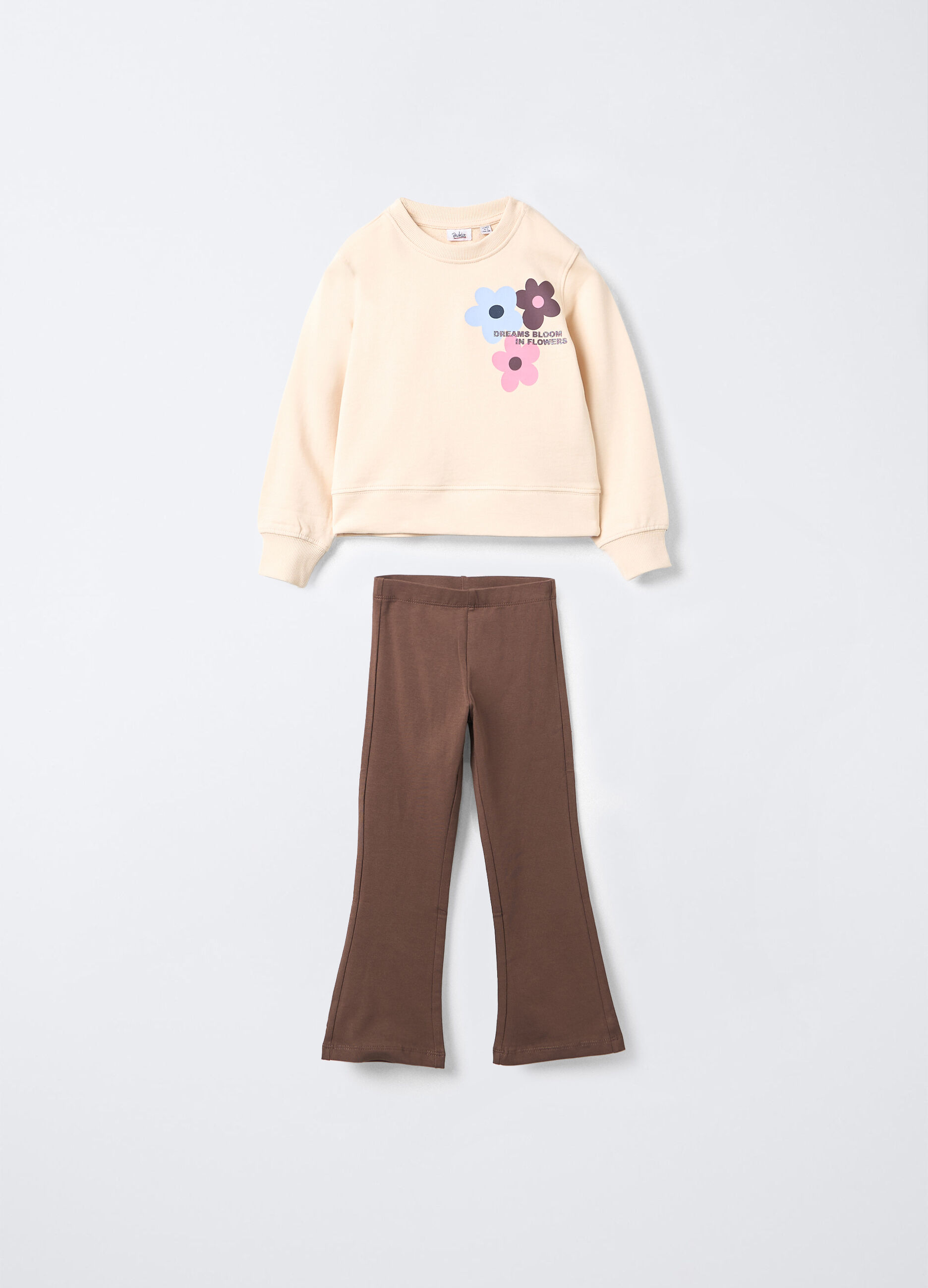 Jogging set in cotone garzato stretch bambina_0
