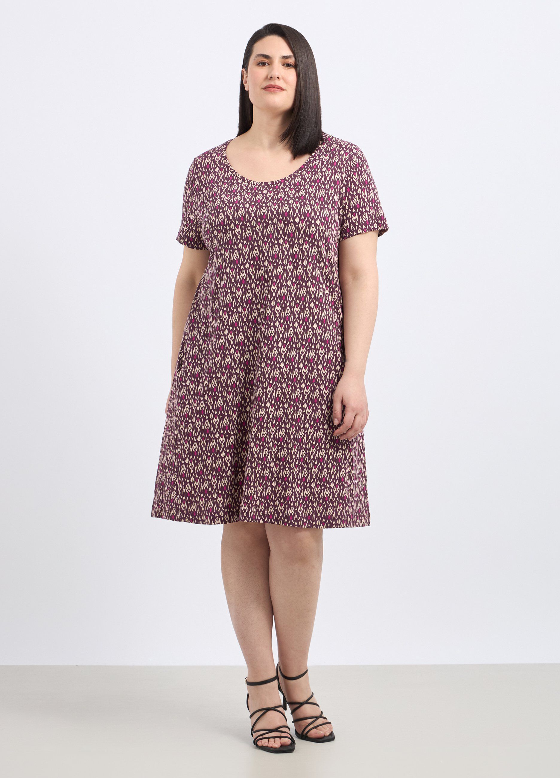 Abito corto svasato in puro cotone donna curvy_0