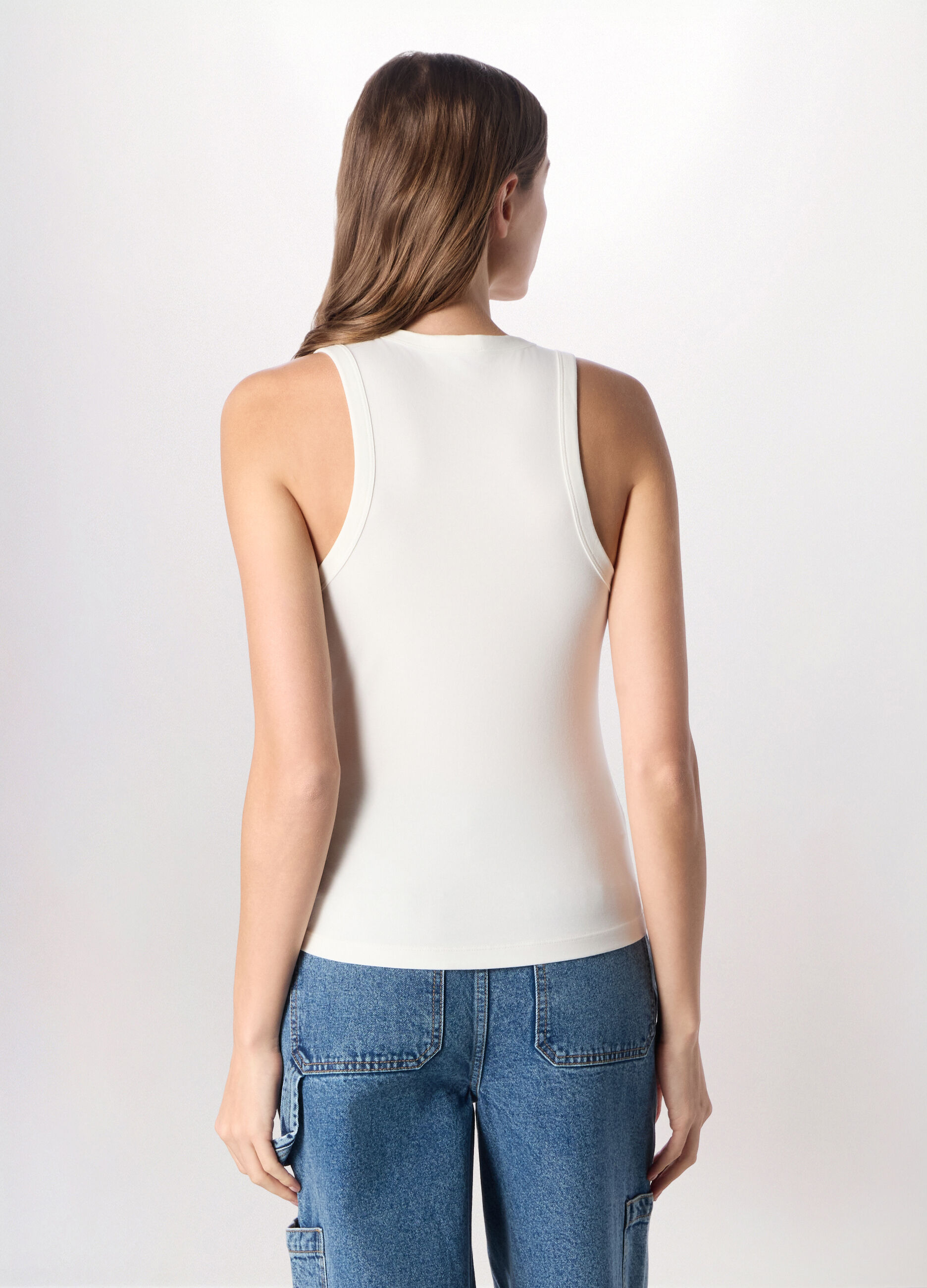 Canotta in jersey di cotone stretch donna_1
