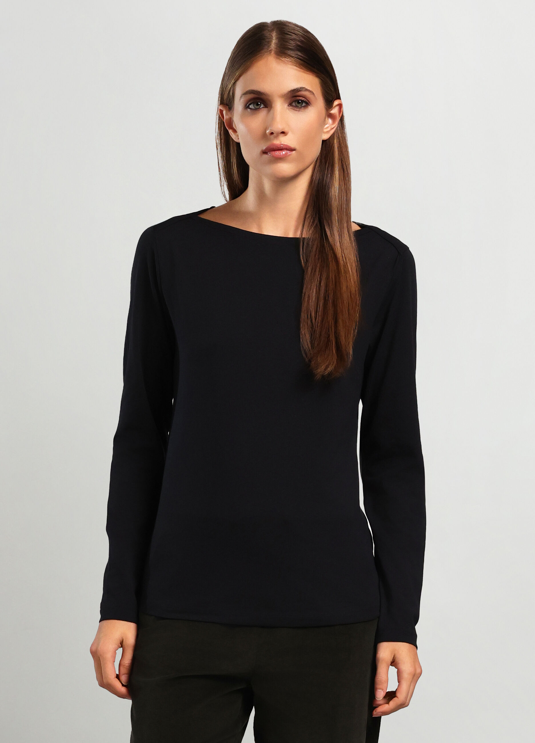 T-shirt in jersey di cotone stretch donna _0
