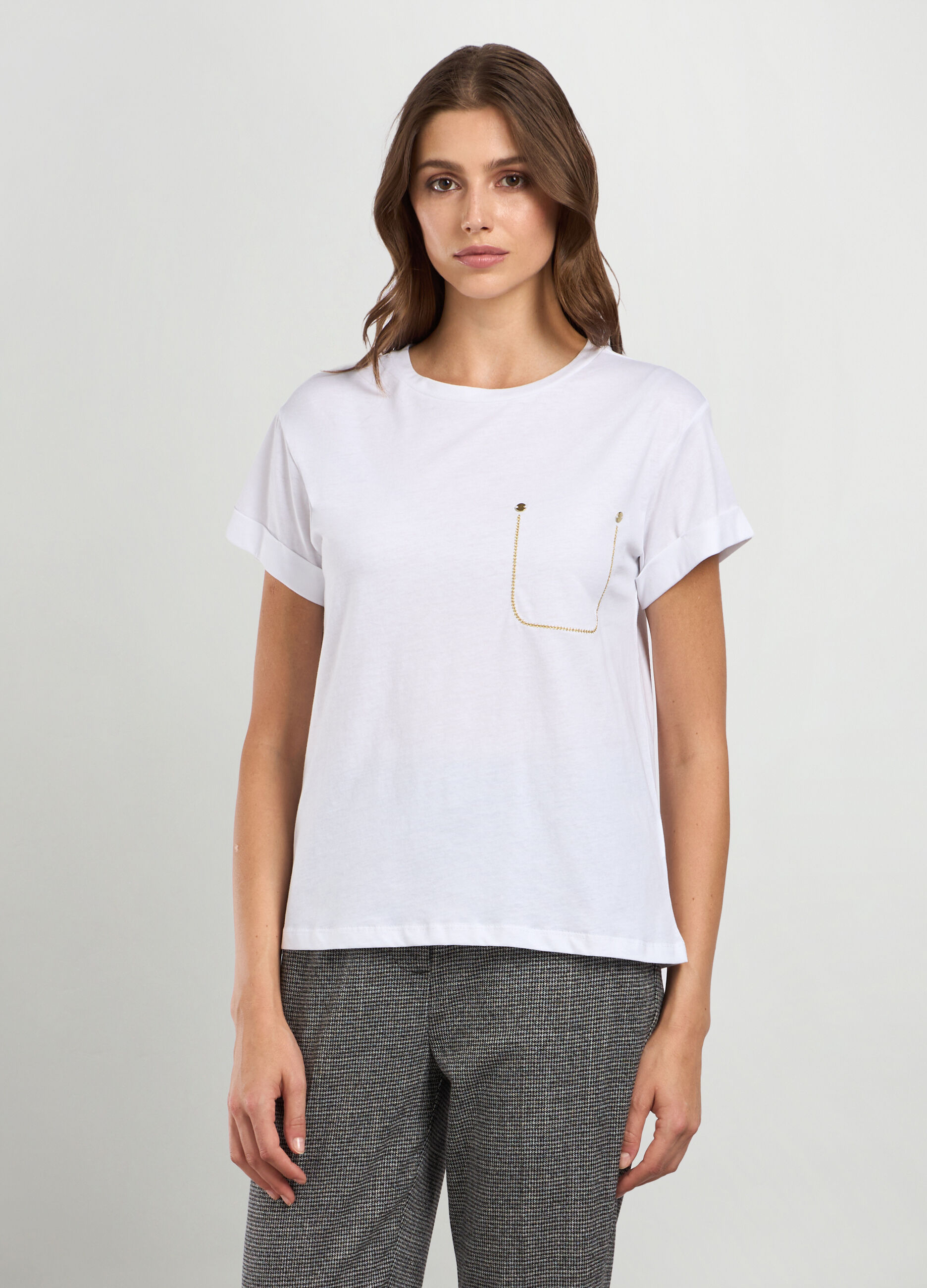T-shirt in jersey di puro cotone donna_0