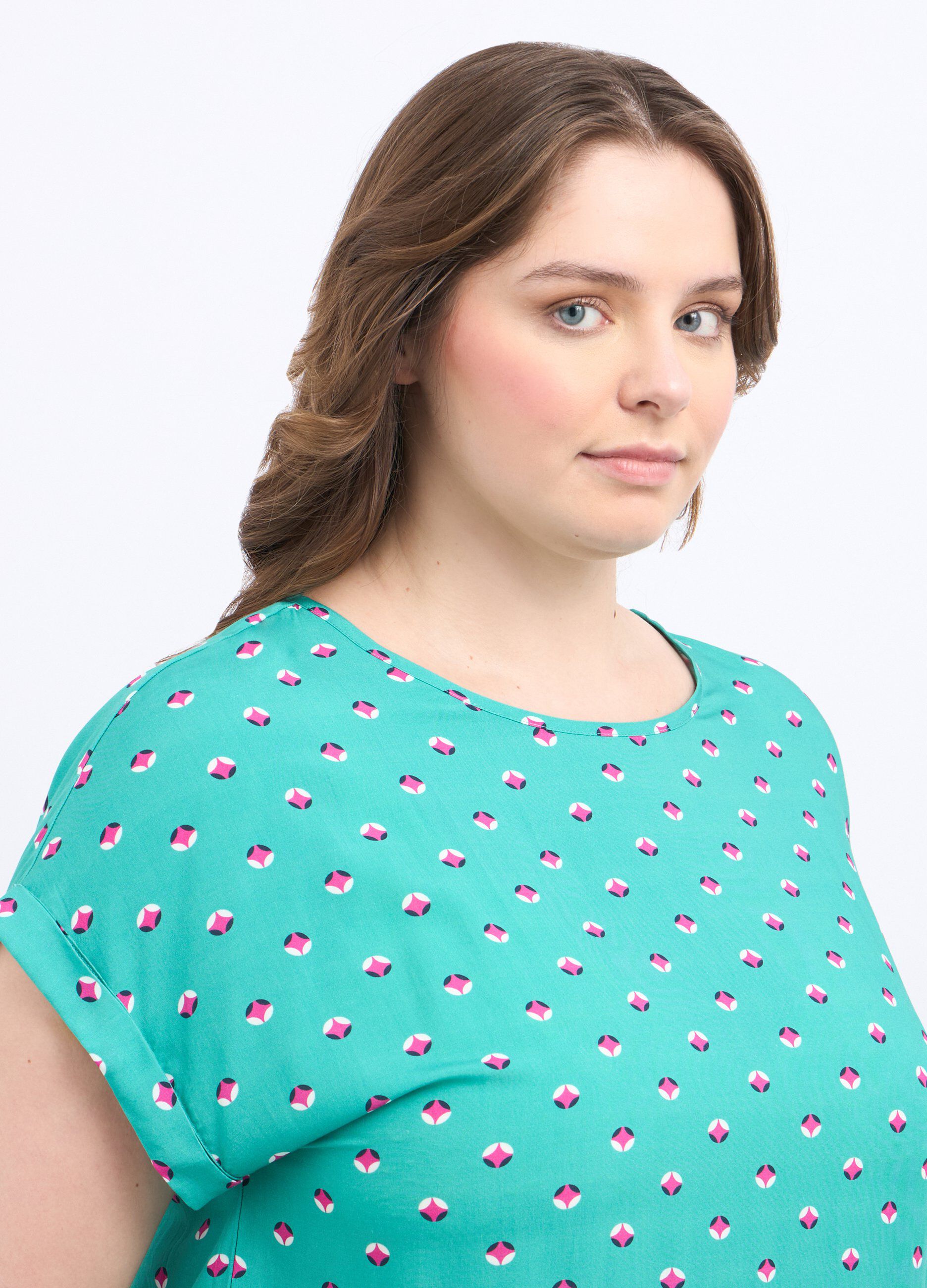 Blusa in pura viscosa a scollo rotondo donna curvy_2