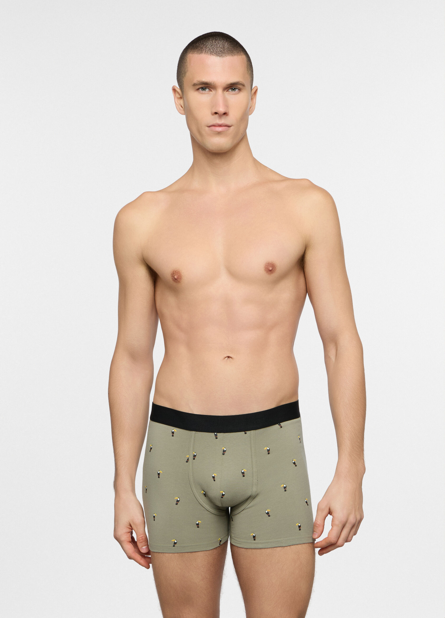 Boxer lunghi in jersey con stampa tropicale uomo_0