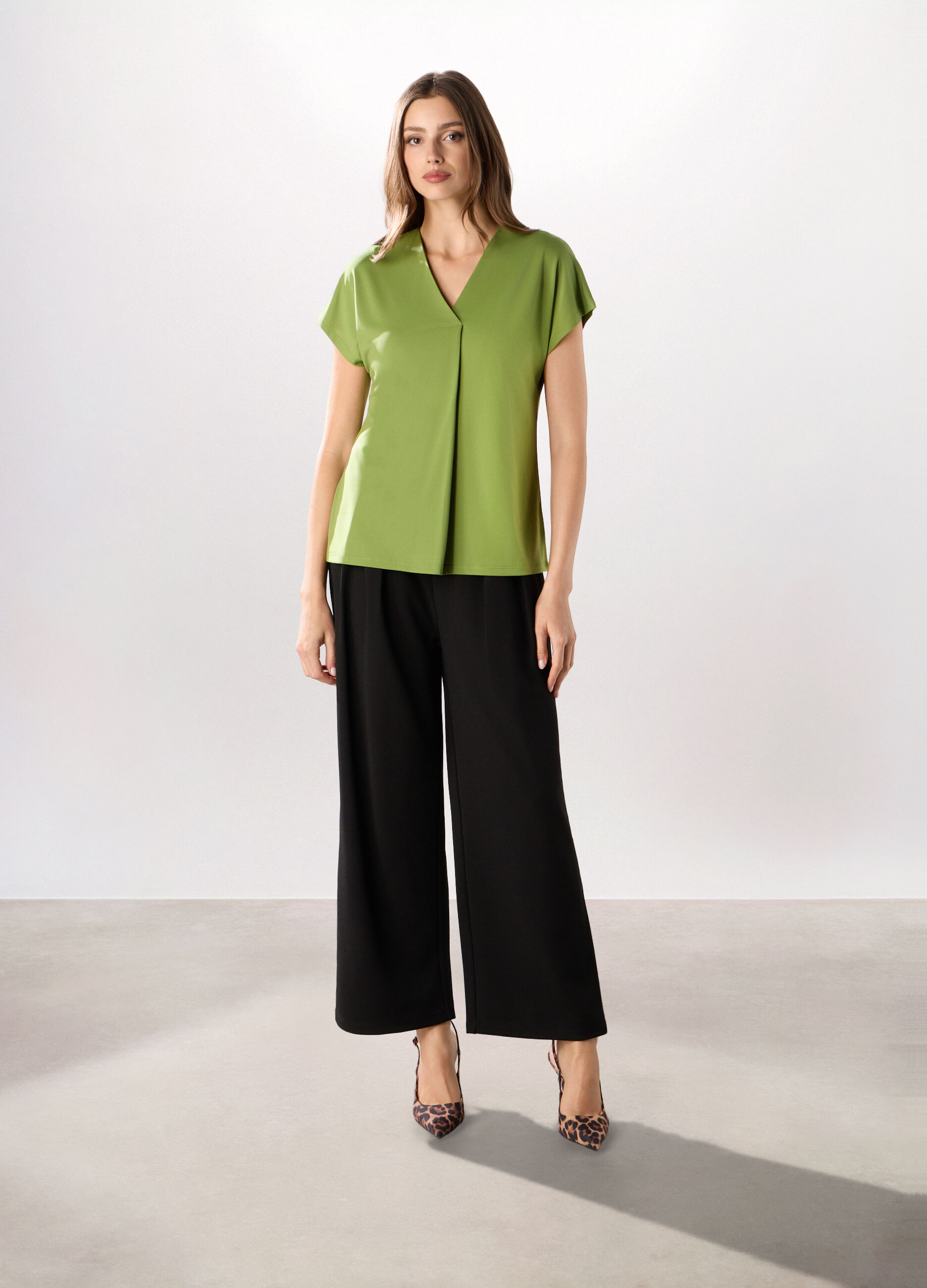 Pantaloni palazzo crepe donna _0