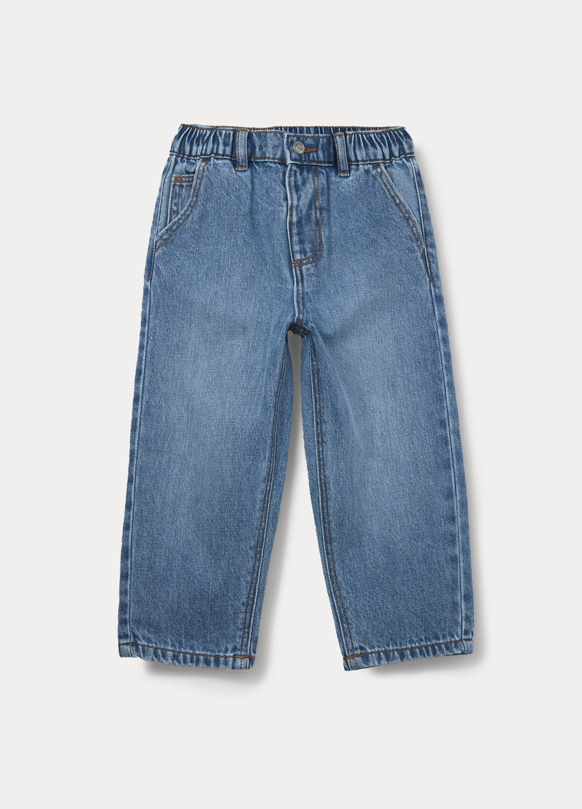 Pantaloni in denim misto cotone bimbo_0