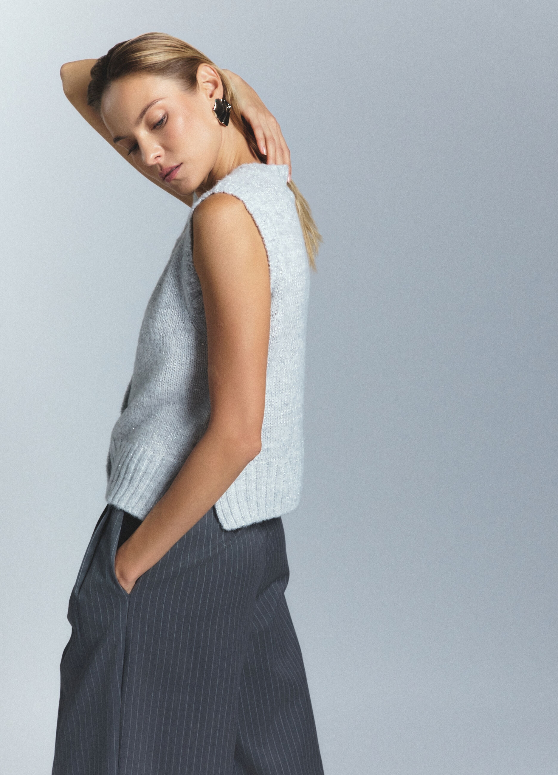 Gilet girocollo rasato donna_3