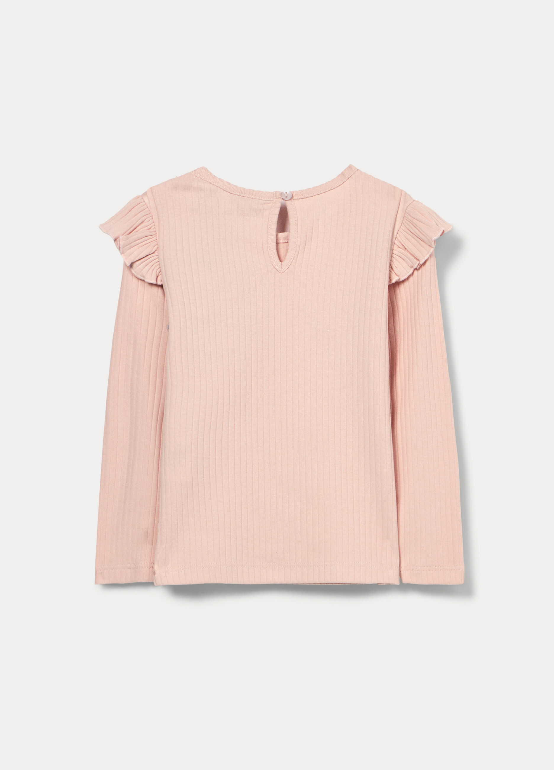T-shirt in costina di cotone stretch bimba_1