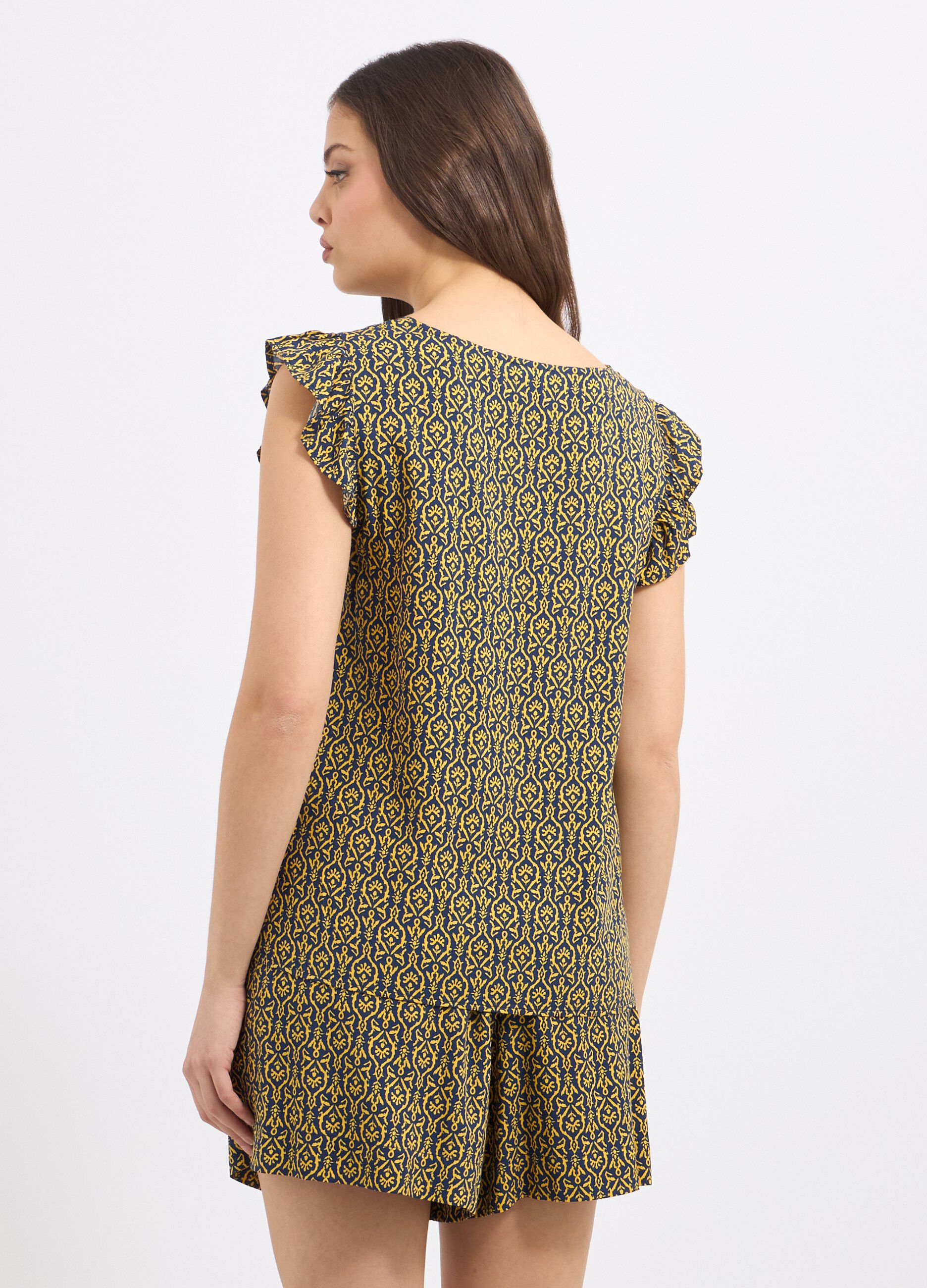 Blusa in pura viscosa con rouches donna_1