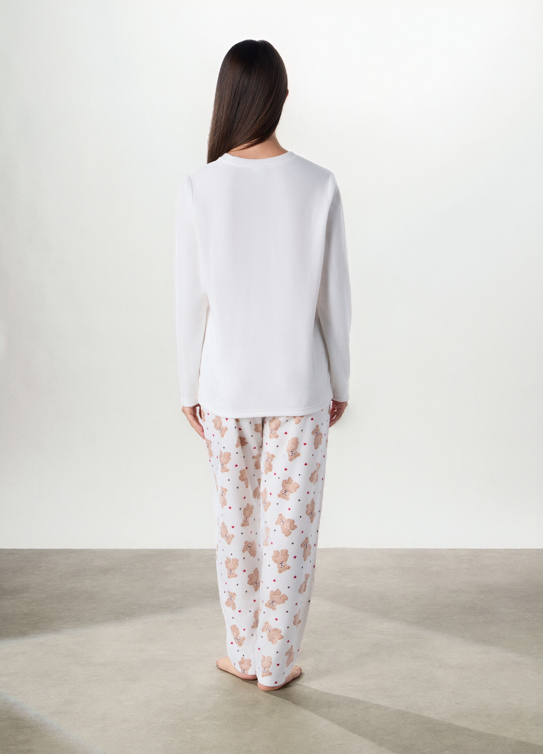 Set pigiama in pile con ricami donna_1