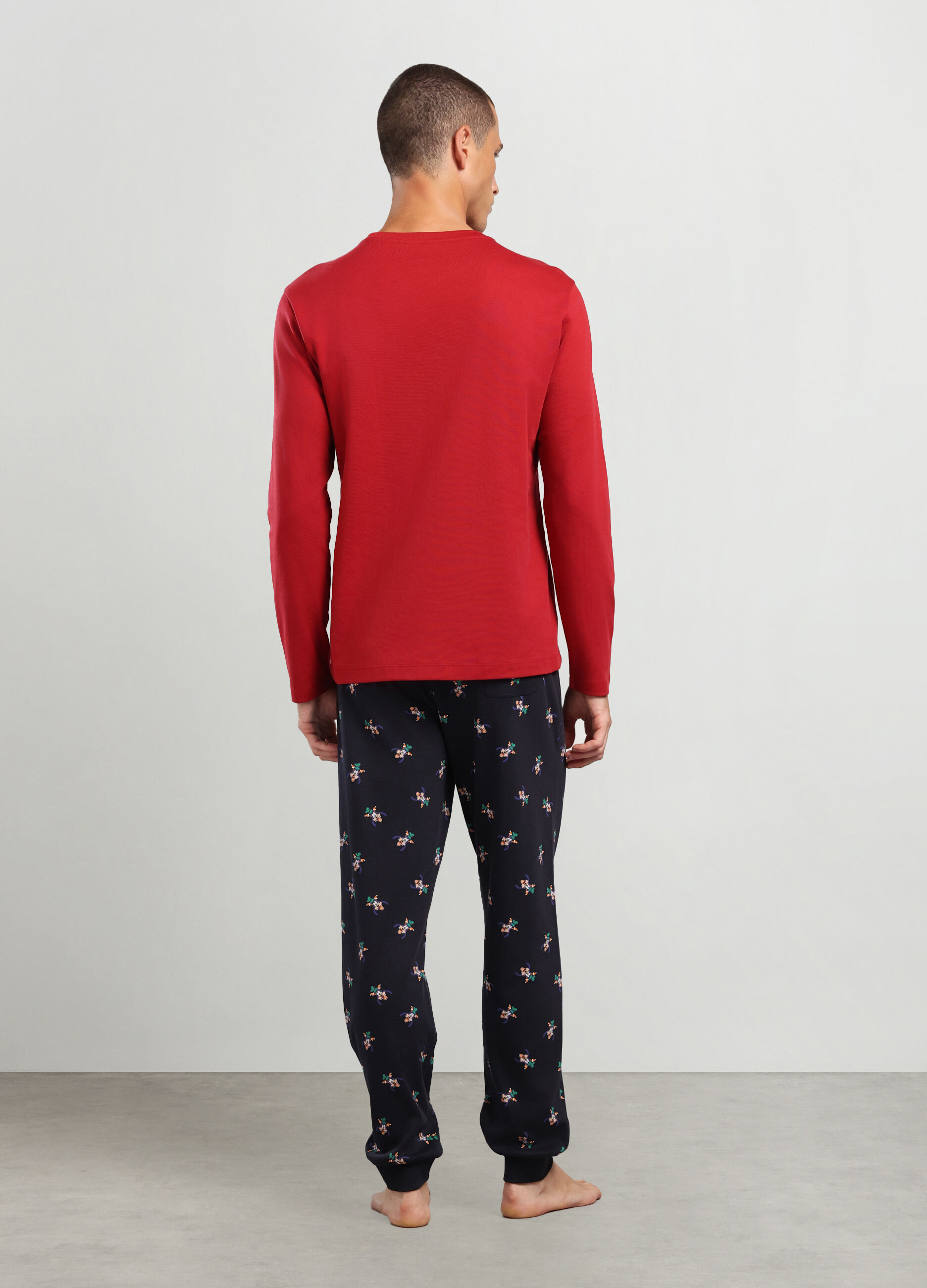 Pigiama lungo con stampa in puro cotone uomo_1