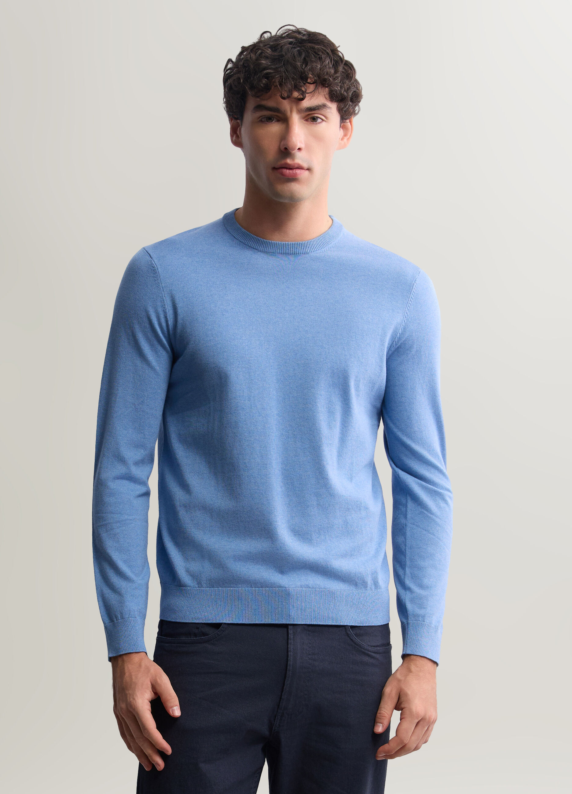 Maglione girocollo in misto cotone uomo