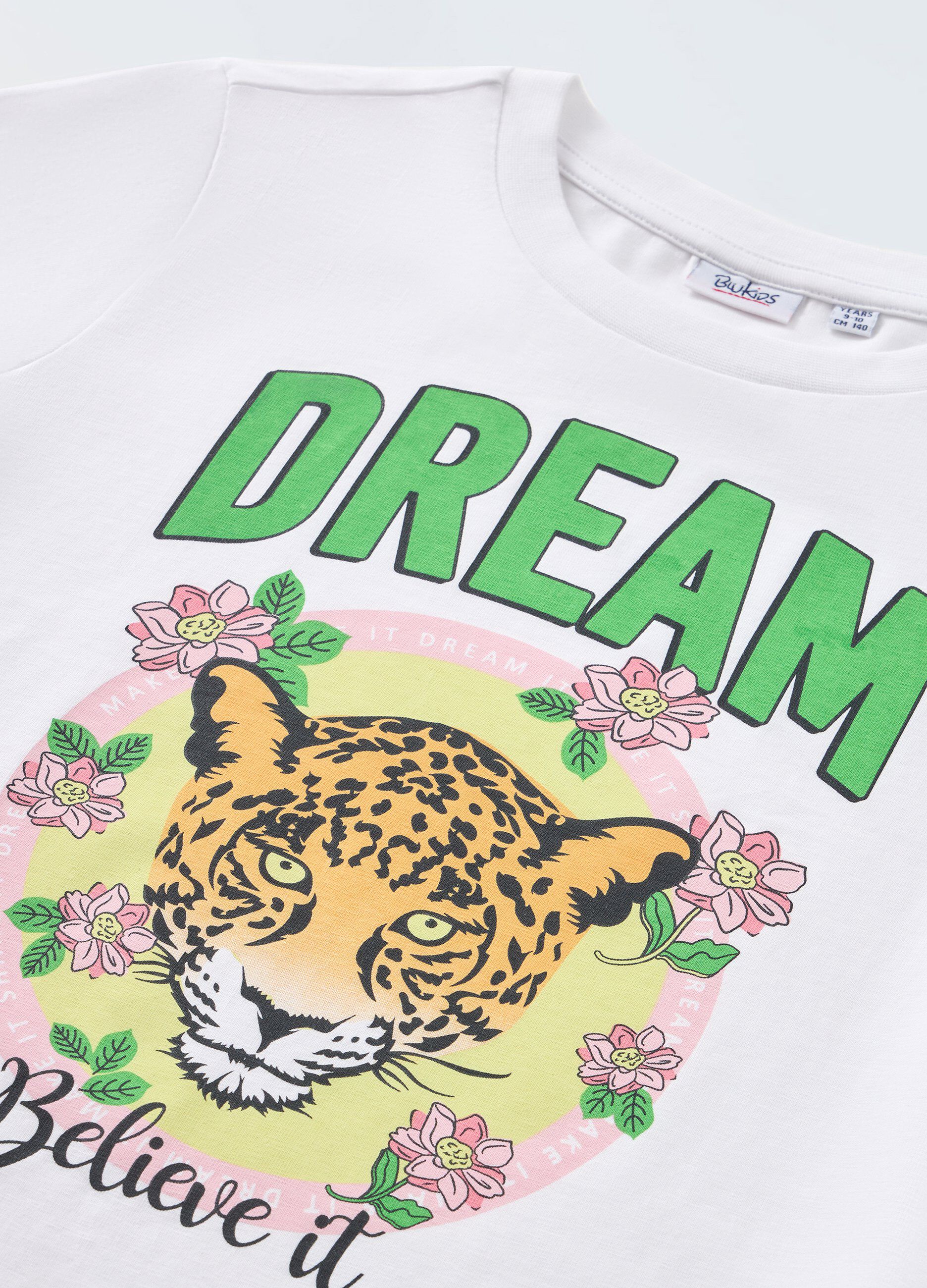 T-shirt in cotone stretch con stampa ragazza_1