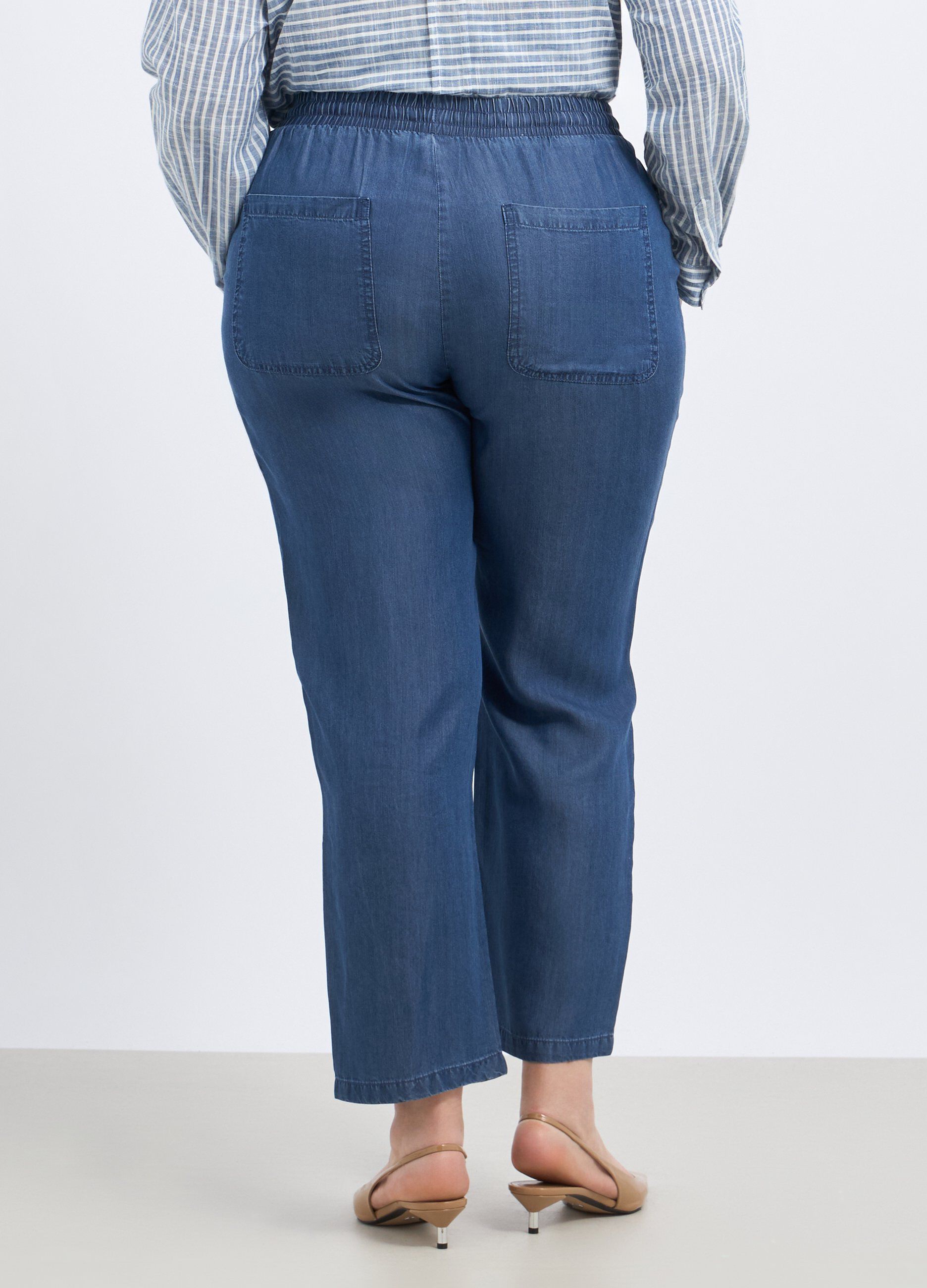 Pantaloni in denim di pura lyocell donna curvy_1