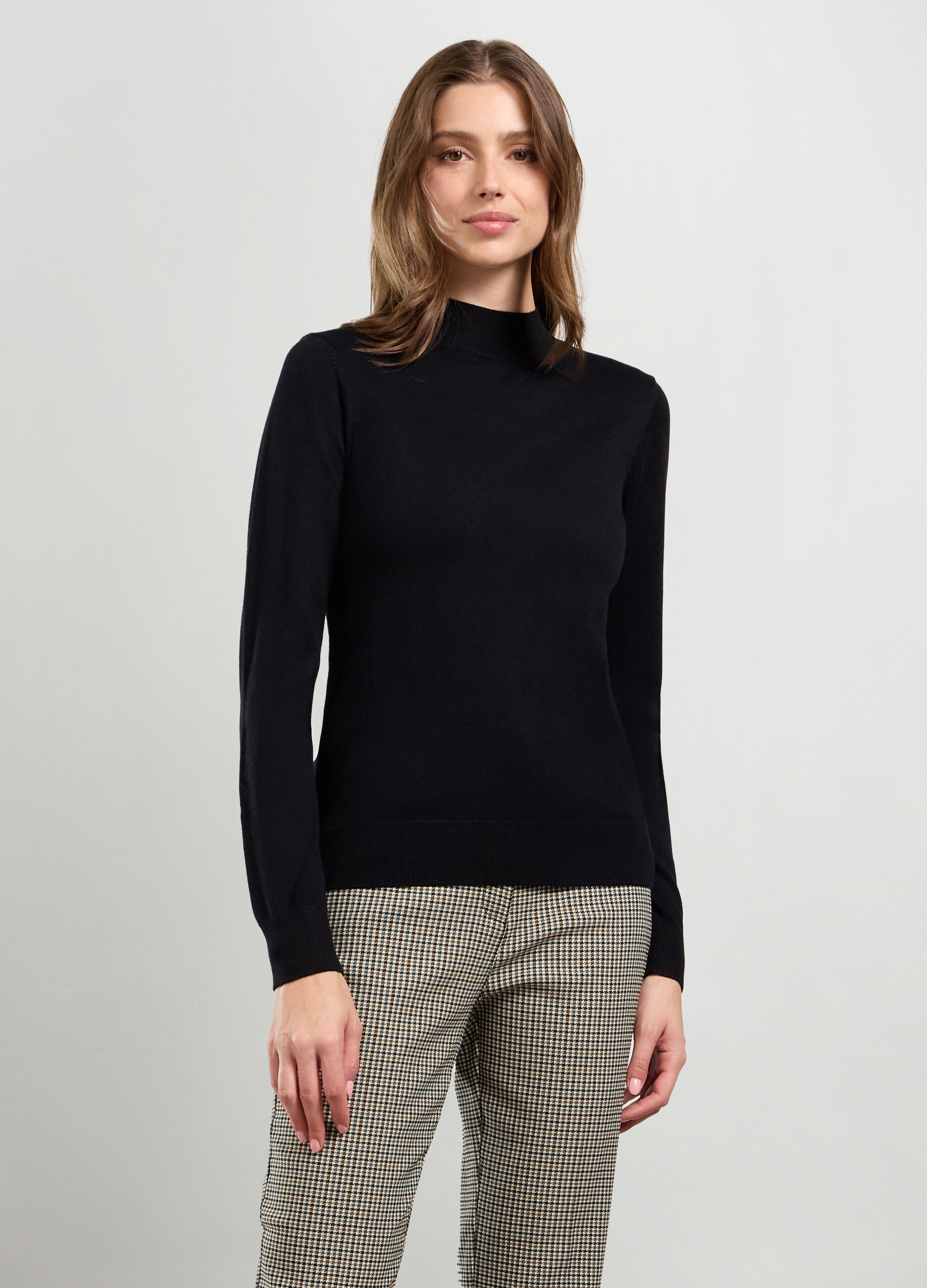 Tricot misto viscosa a collo alto donna_0
