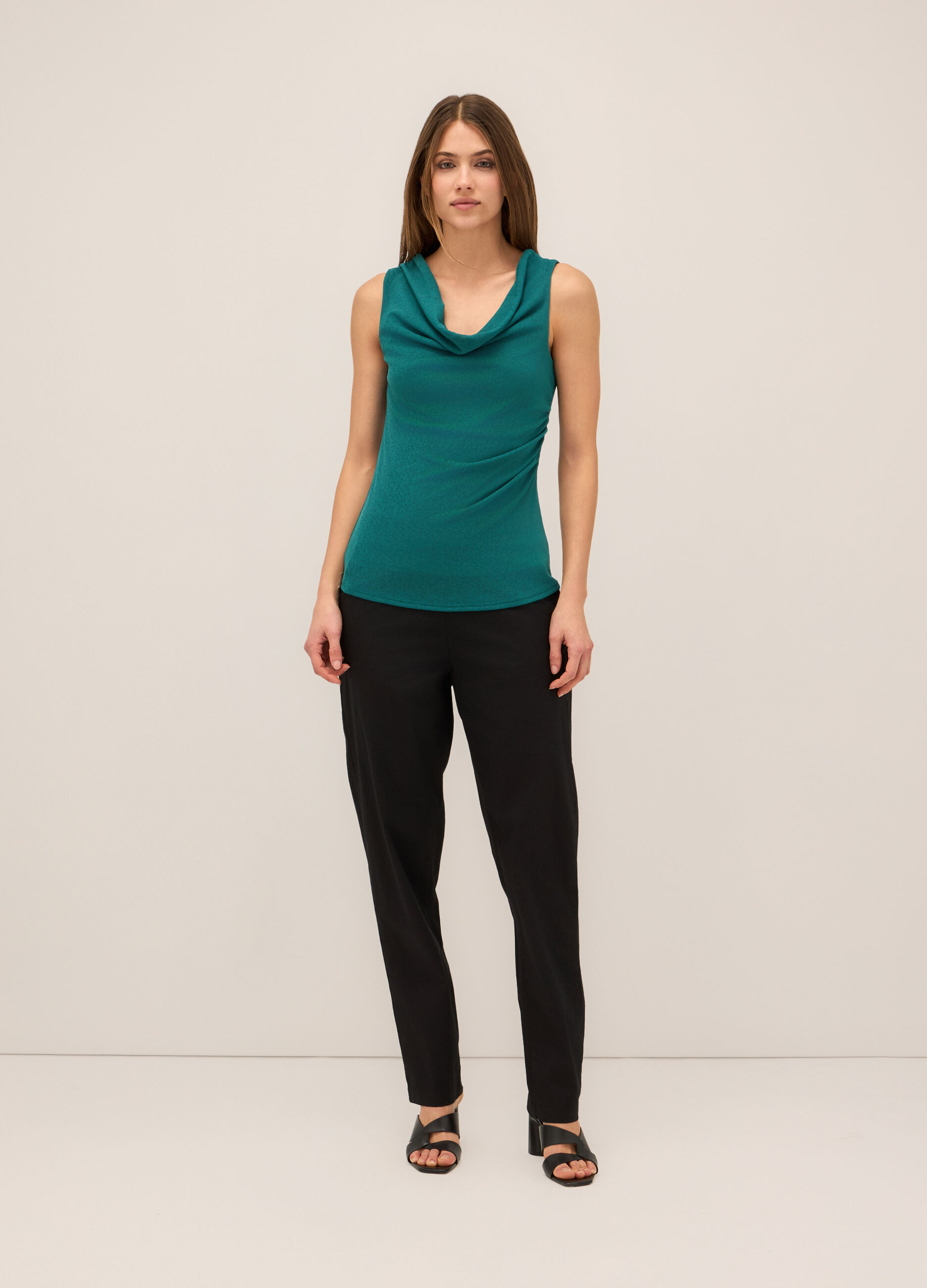 Pantaloni in twill di cotone stretch donna_0