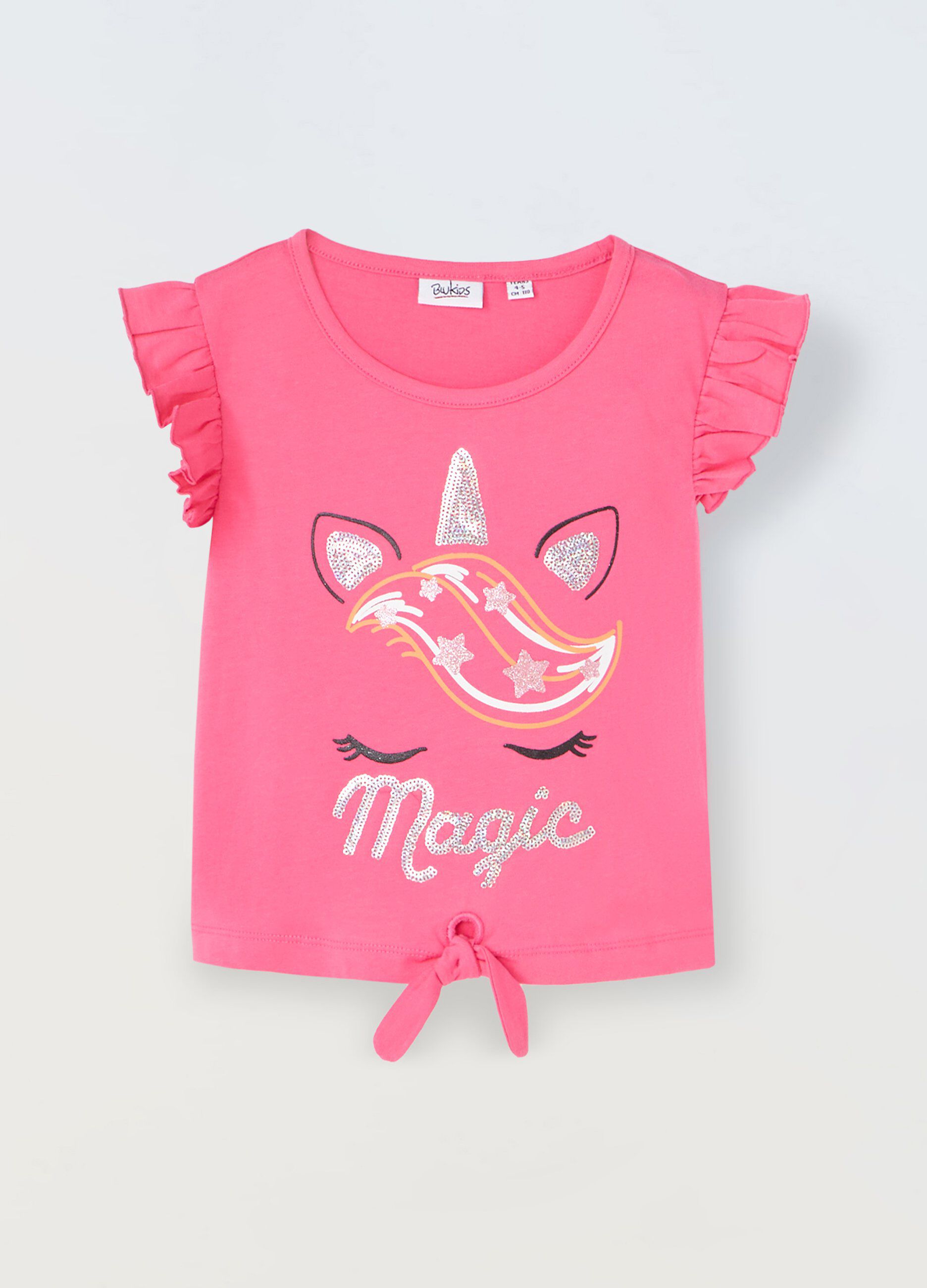 T-shirt in puro cotone con paillettes bambina_0